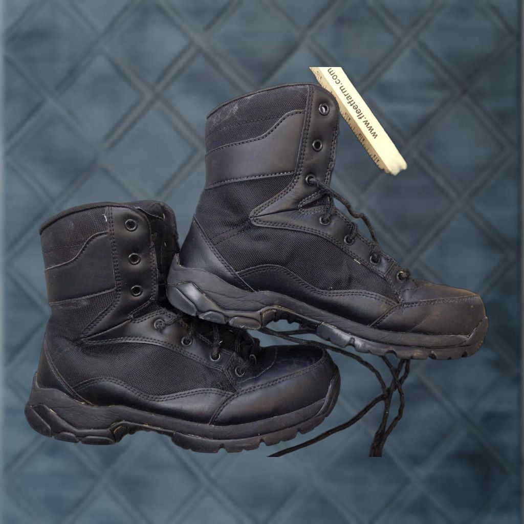 Vintage Interceptor Combat Work Boots Mens 9 42 Black Leather Slip Resistant Lace Up Mid-Calf Workwear Boots Mens Shoes DaytoDay 90s Size US 9 / EU 42 - 1 Thumbnail