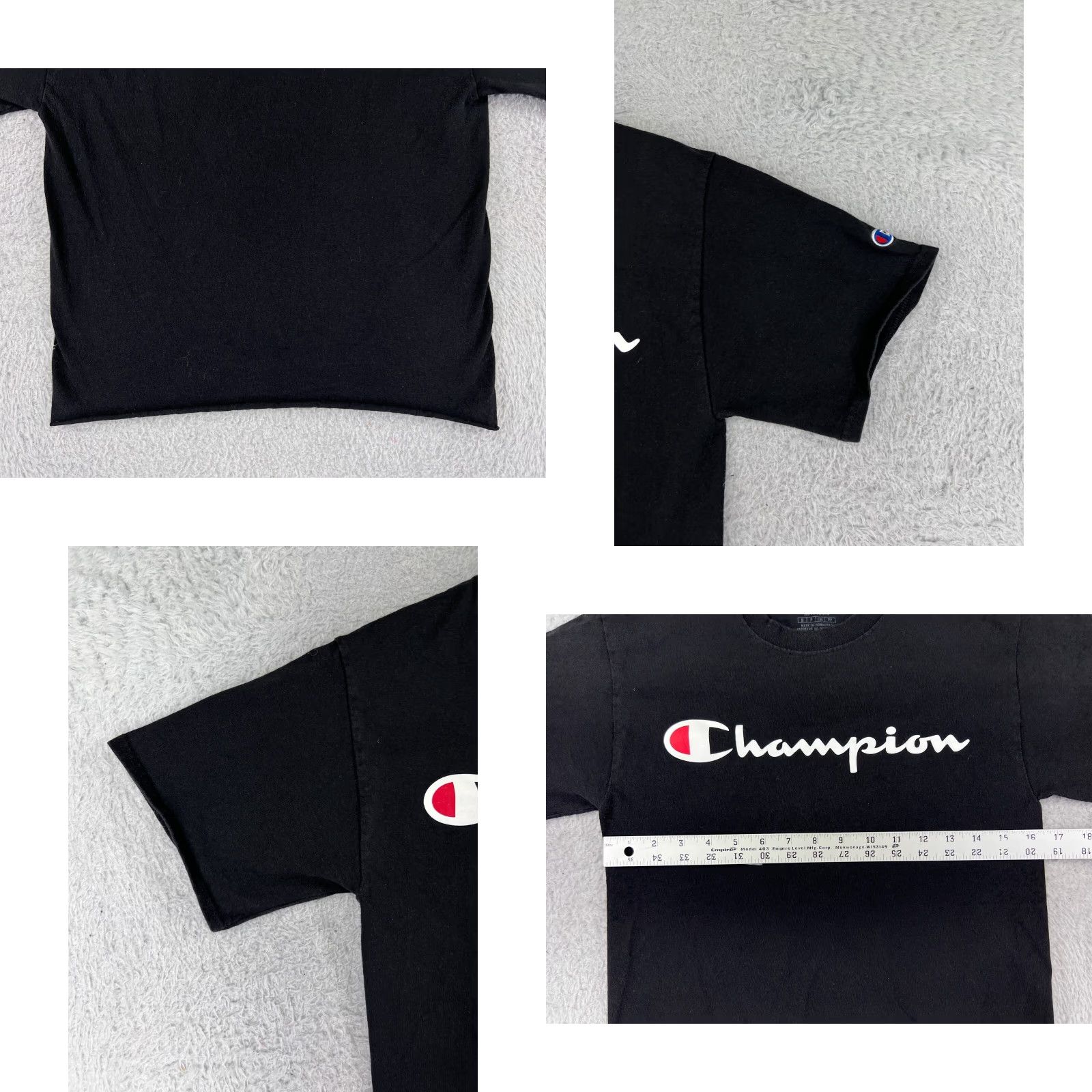 Champion Champion Shirt Womens Small Black Short Sleeve Crop Crew Neck Logo Raw Hem Size S / US 4 / IT 40 - 8 Thumbnail