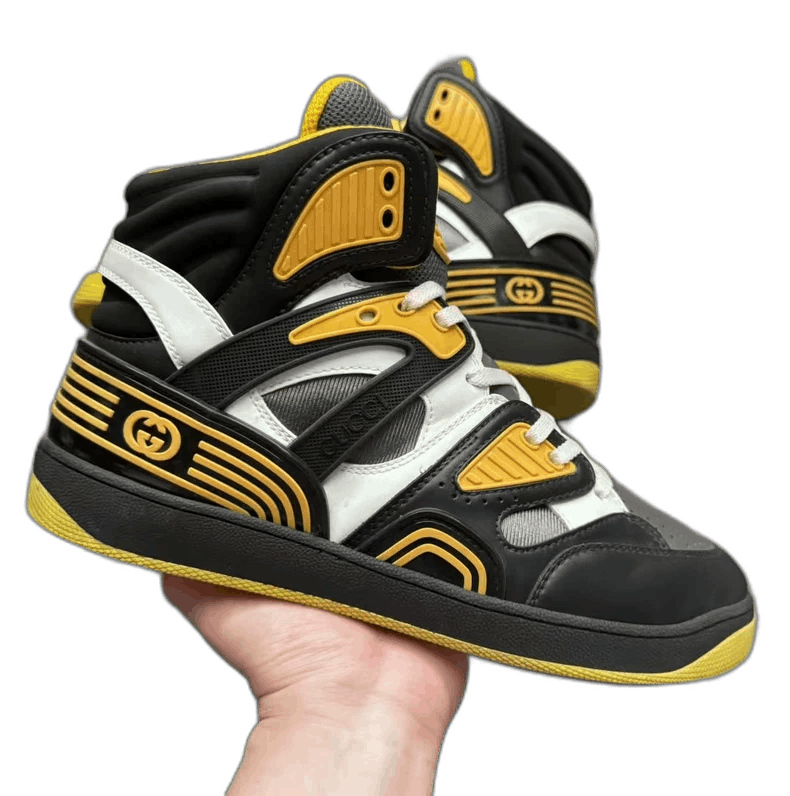 Gucci GUCCI Basket Series Black Yellow High Top Sneakers Size US 8.5 / EU 41-42 - 1 Thumbnail