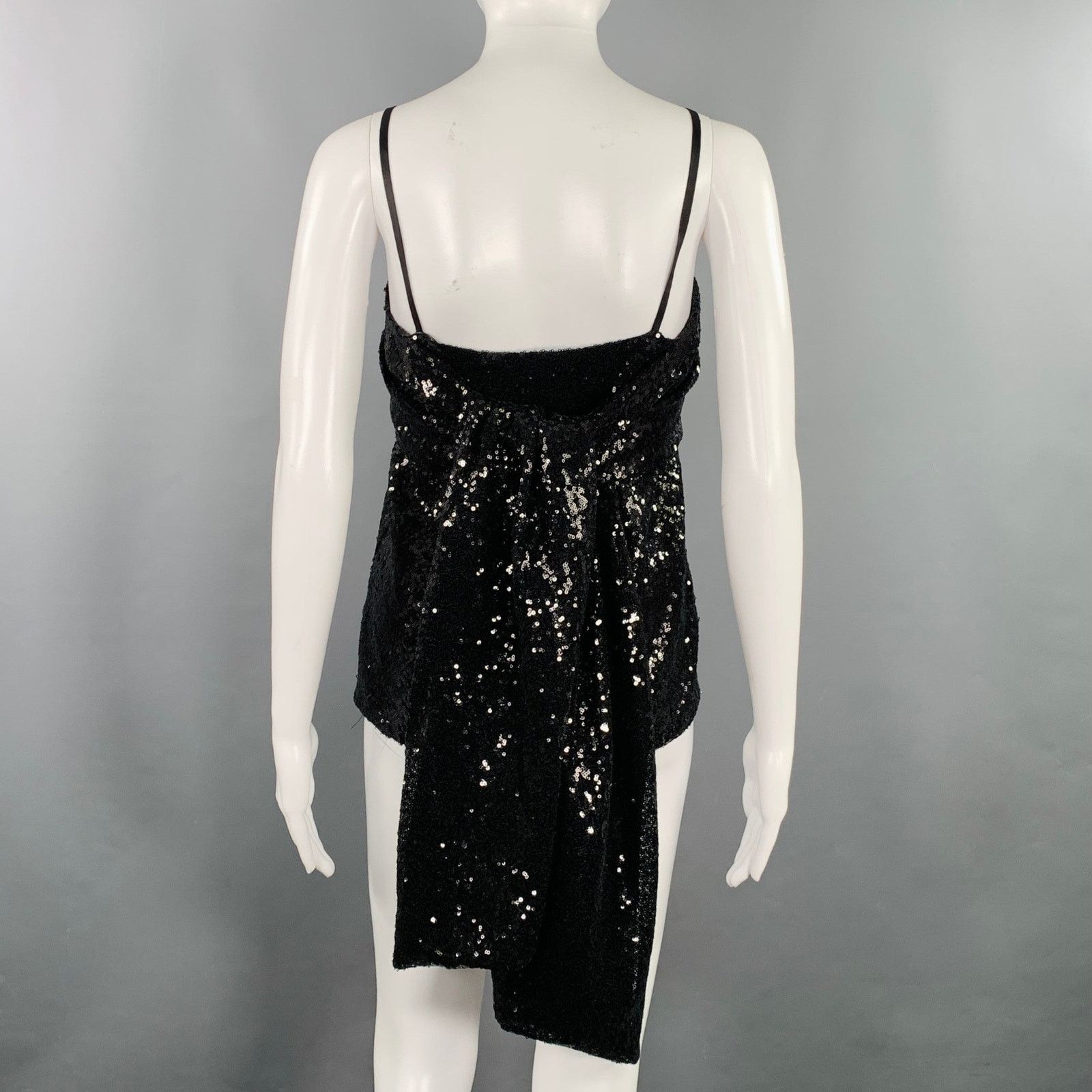 Prabal Gurung Size 0 Black Polyester Sequined Draped Dress Top Size XS / US 0-2 / IT 36-38 - 4 Thumbnail