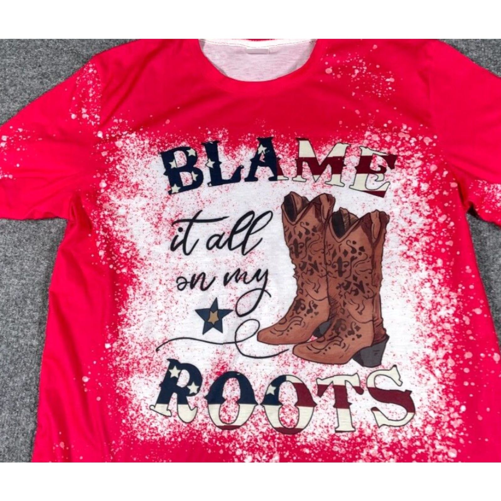 Roots Retro T-Shirt Women's XL Red Blame it on My Roots Cowboy Boots Western Cowgirl Size XL / US 12-14 / IT 48-50 - 5 Thumbnail