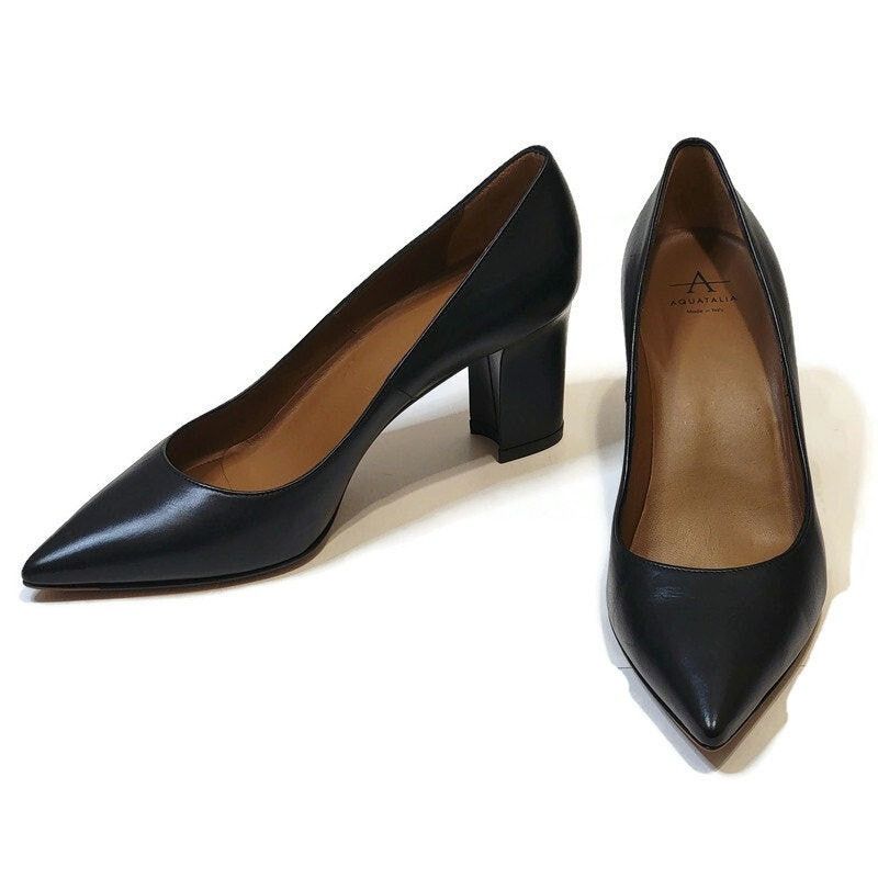 Aquatalia Aquatalia Peony Black Leather Pumps Size 7 Made in Italy Size US 7 / IT 37 - 4 Thumbnail