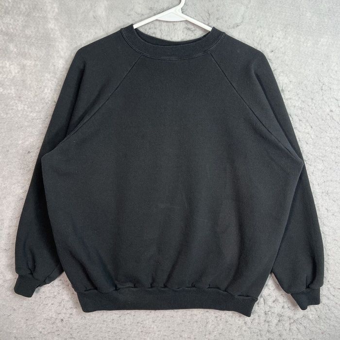 Hanes Vintage 90s Hanes Her Way Blank Sweater Womens XL Black Crewneck  Sweatshirt