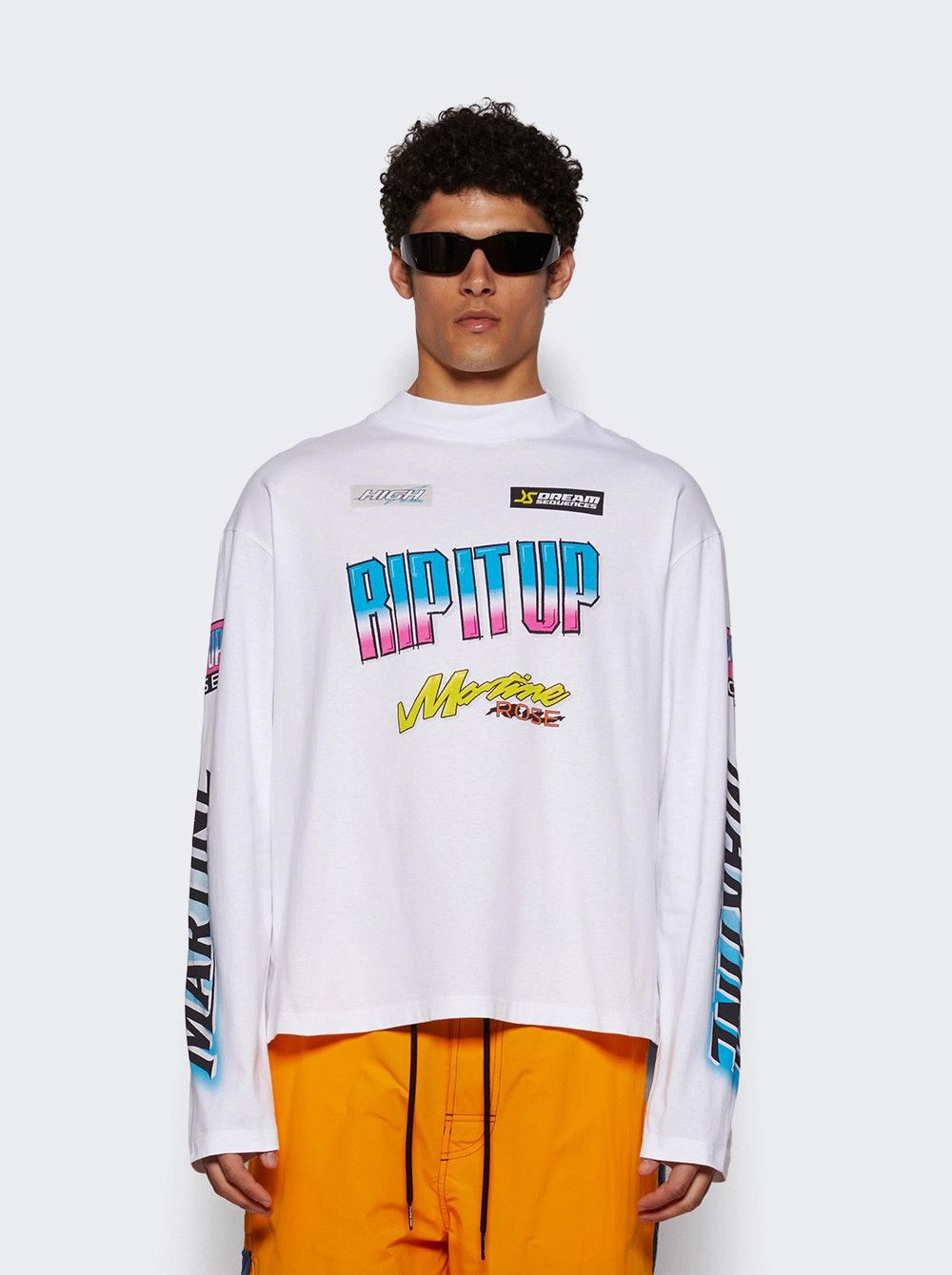 Martine Rose o1mle0226 Funnel Neck Long Sleeve T-Shirt in White Size US XL / EU 56 / 4 - 2 Thumbnail