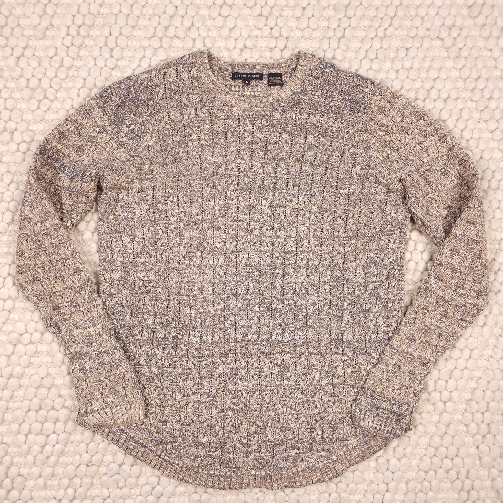 Other Jeanne Pierre Knit Cotton Sweater Beige Gray Sz Large Size L / US 10 / IT 46 - 5 Thumbnail