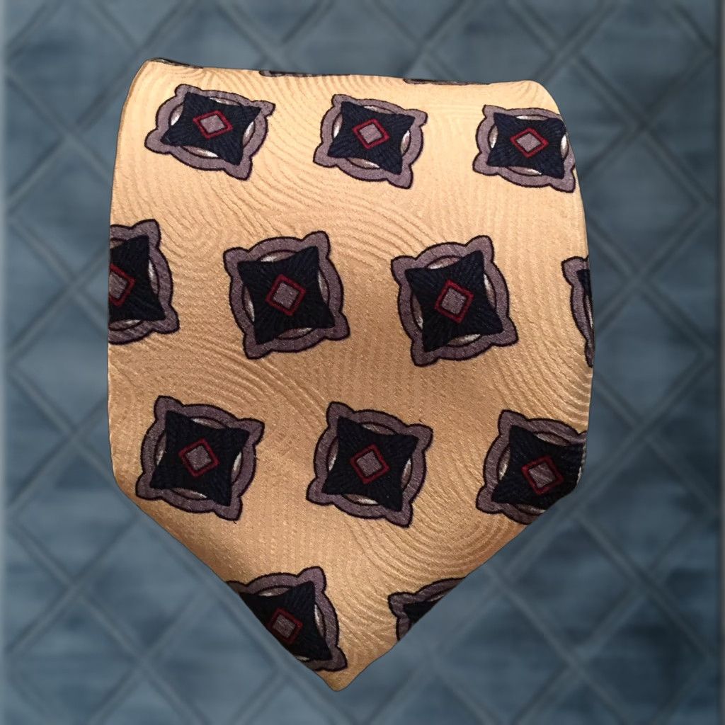 Robert Talbott Robert Talbott Neck Tie Beige Geometric Silk USA Tie Pointed 100% Silk Classic 57"-60" Men Beige US Vintage No Size ONE SIZE - 1 Thumbnail