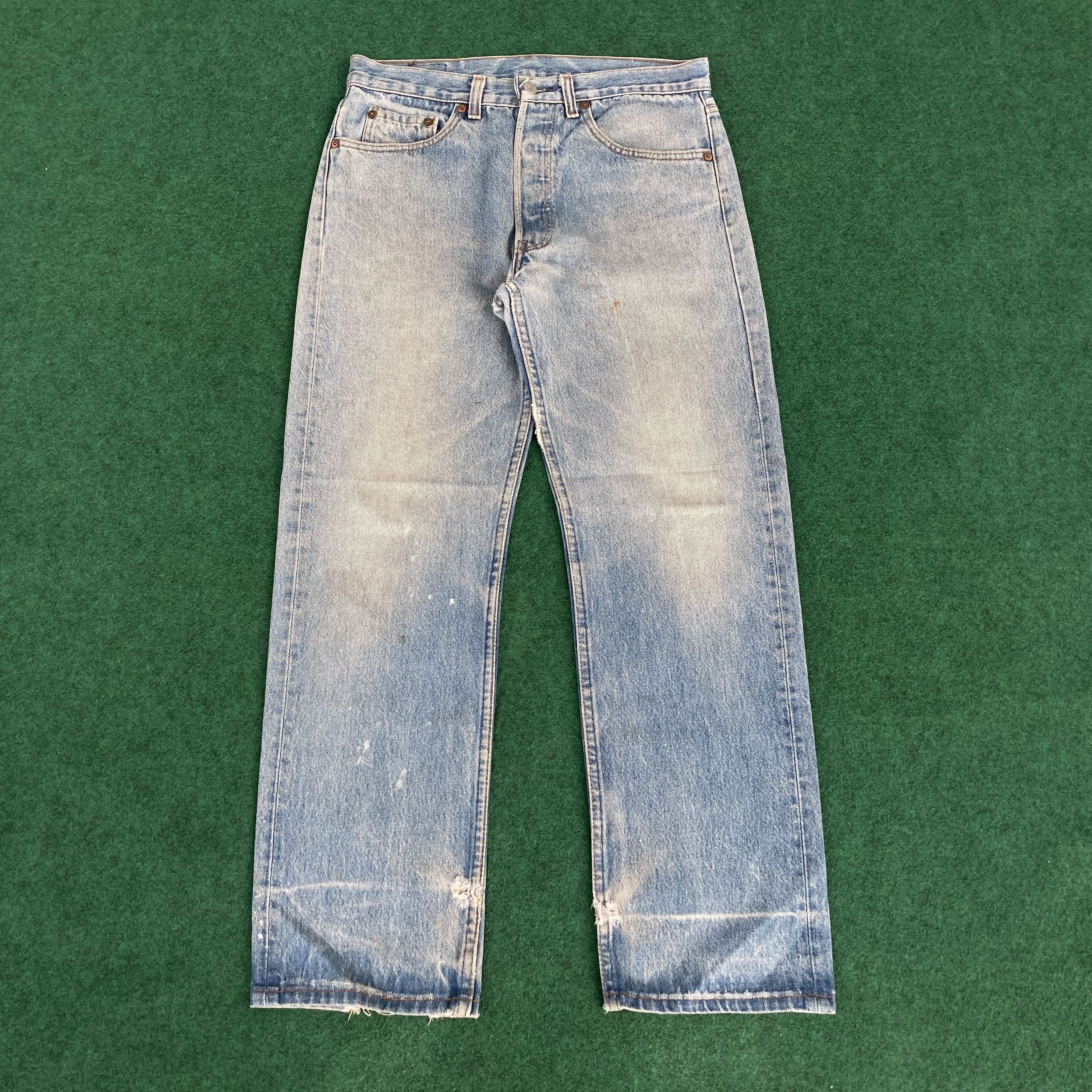 Levi's × Vintage Vtg Levis 501 Ripped Sz 30 Stains Faded Jeans Size US 30 / EU 46 - 1 Thumbnail