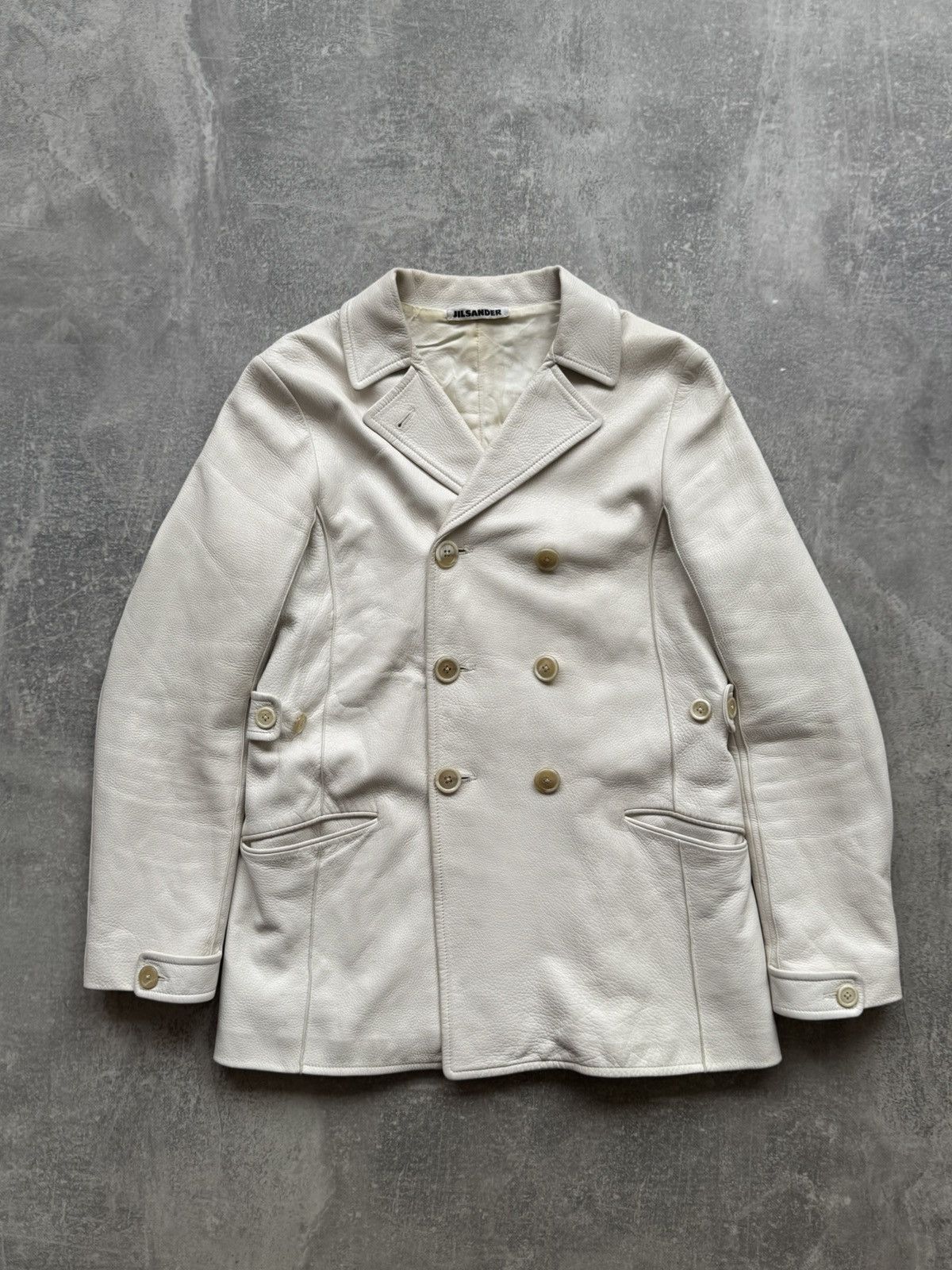 Jil Sander Vintage Jil Sander Leather Blazer Jacket White Size XS / US 0-2 / IT 36-38 - 4 Thumbnail
