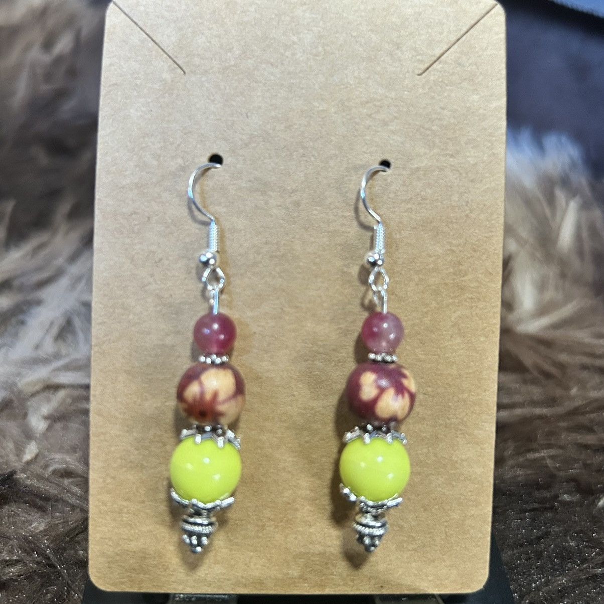 Handmade Handcrafted vintage Hawaiian bead elbaite stone earrings Size ONE SIZE - 2 Thumbnail