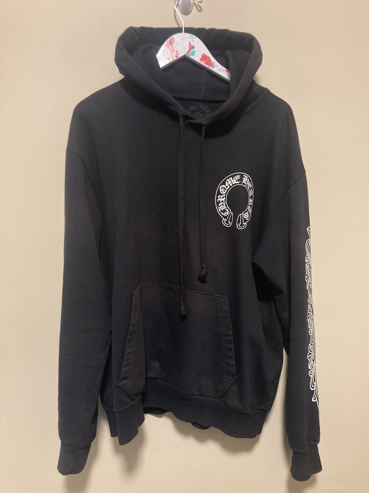 Pre-owned Chrome Hearts Horse Shoe Floral Fuck You Vintage Hoodie Size M In Black