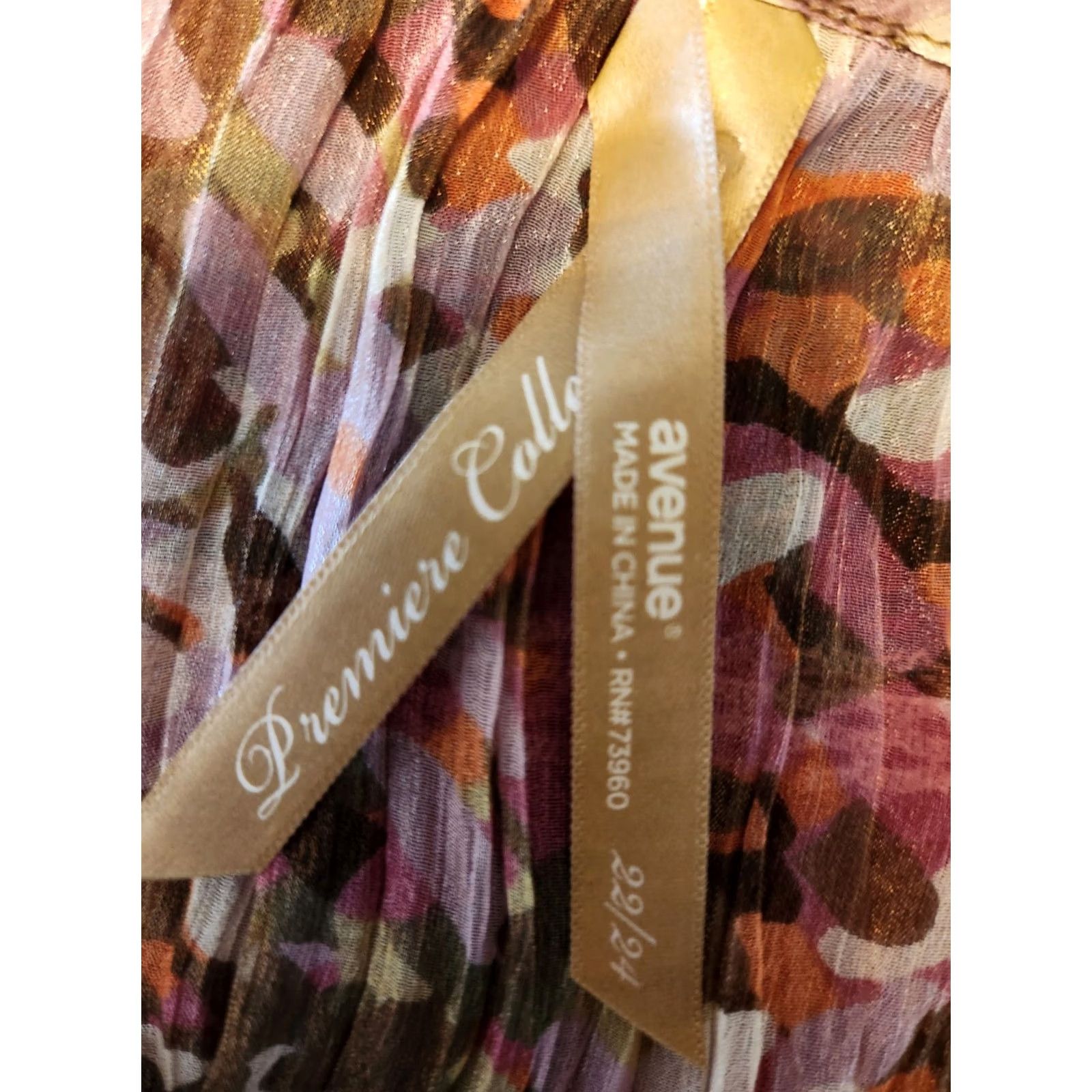 Avenue Avenue Brown Embroidered Smocked Trim Watercolor Sheer Top Hippie Boho 22 24 Size 3XL / US 20-22 - 6 Thumbnail