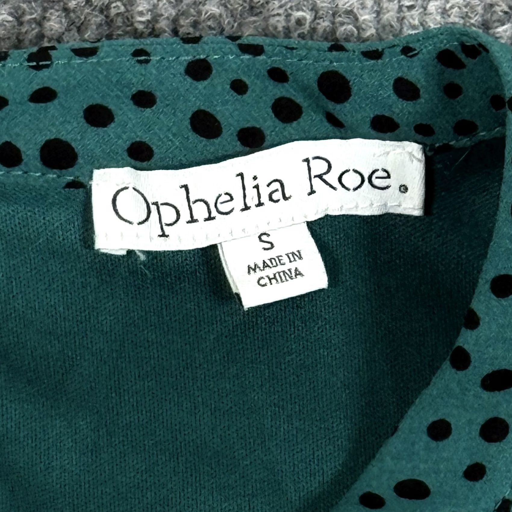 Vintage Ophelia Roe Dress Womens Small Green Black Polka Dot Long Sleeve Pleated Lined Dress Size S / US 4 / IT 40 - 2 Thumbnail
