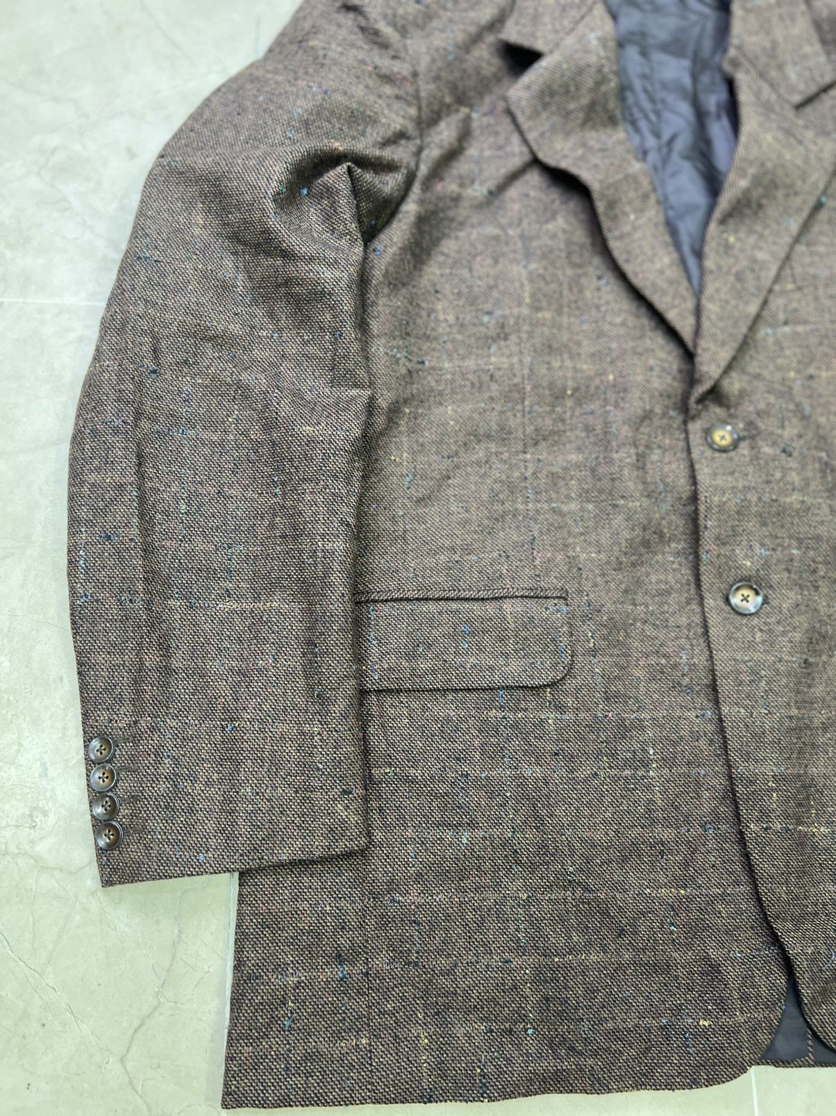 Donegal Tweed Vintage 1990s Brown Donegal Tweed Wool Blend Blazer Sport Size 48R - 4 Thumbnail