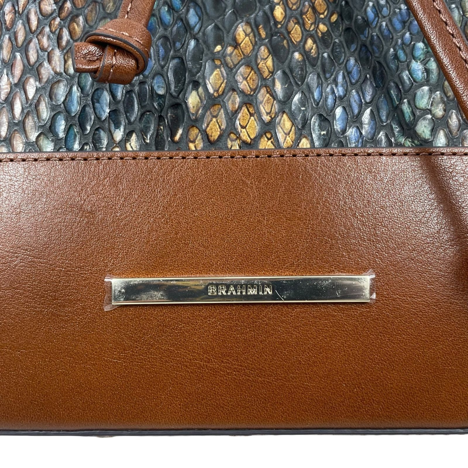 BRAHMIN Brahmin Marlowe Embossed Leather Bucket Bag Bottle Blue Size ONE SIZE - 9 Thumbnail
