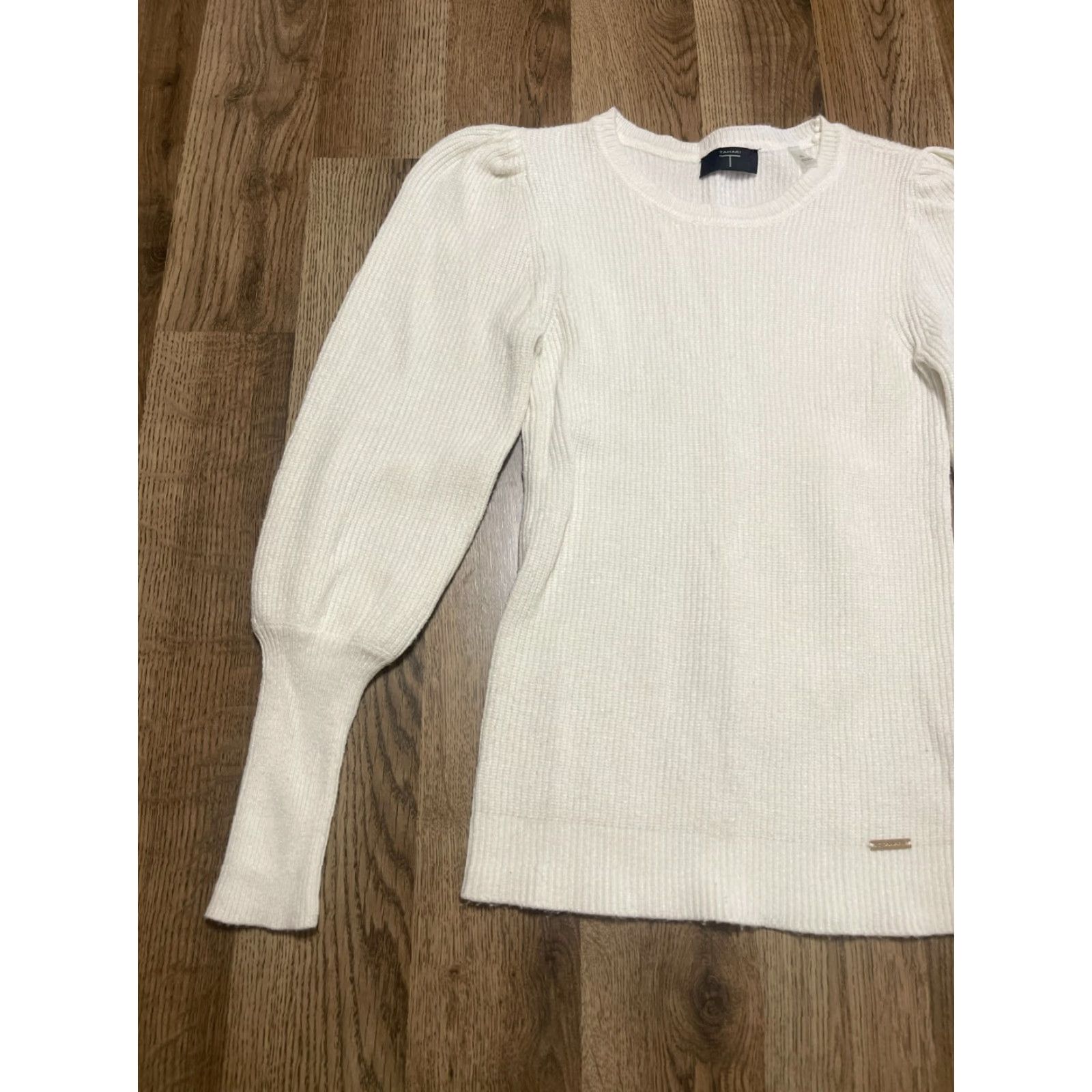 Vintage Tahari Shirt Women's XS White Blouson Long Sleeve Round Neck Pullover Casual Size XS / US 0-2 / IT 36-38 - 3 Thumbnail