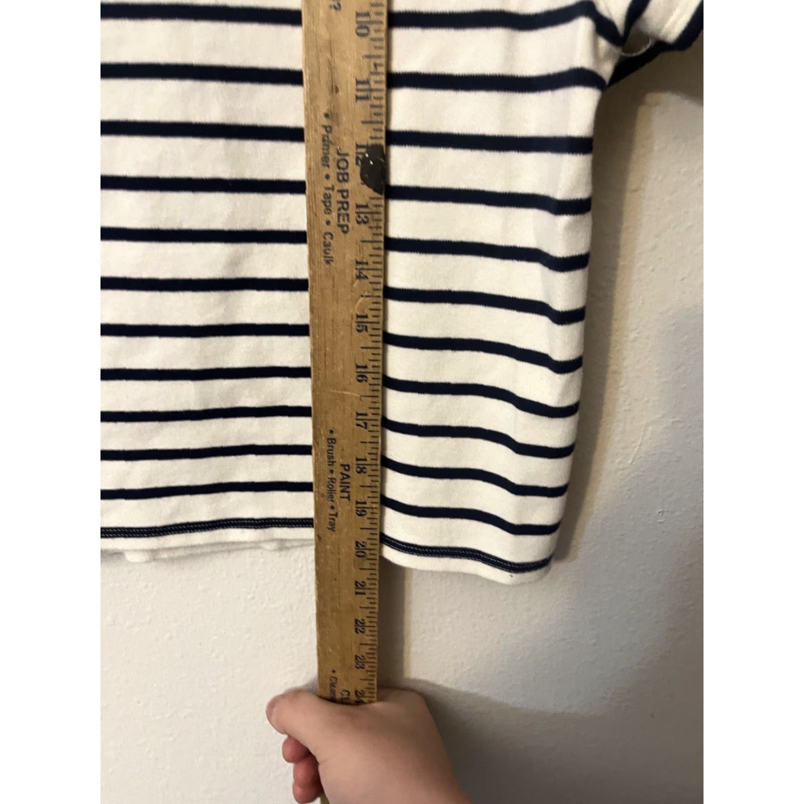 Vintage Marled Essentials Top Women L Blue White Striped Short Sleeve Round Neck Pullover T-Shirt Casual Workwear Size L / US 10 / IT 46 - 4 Thumbnail