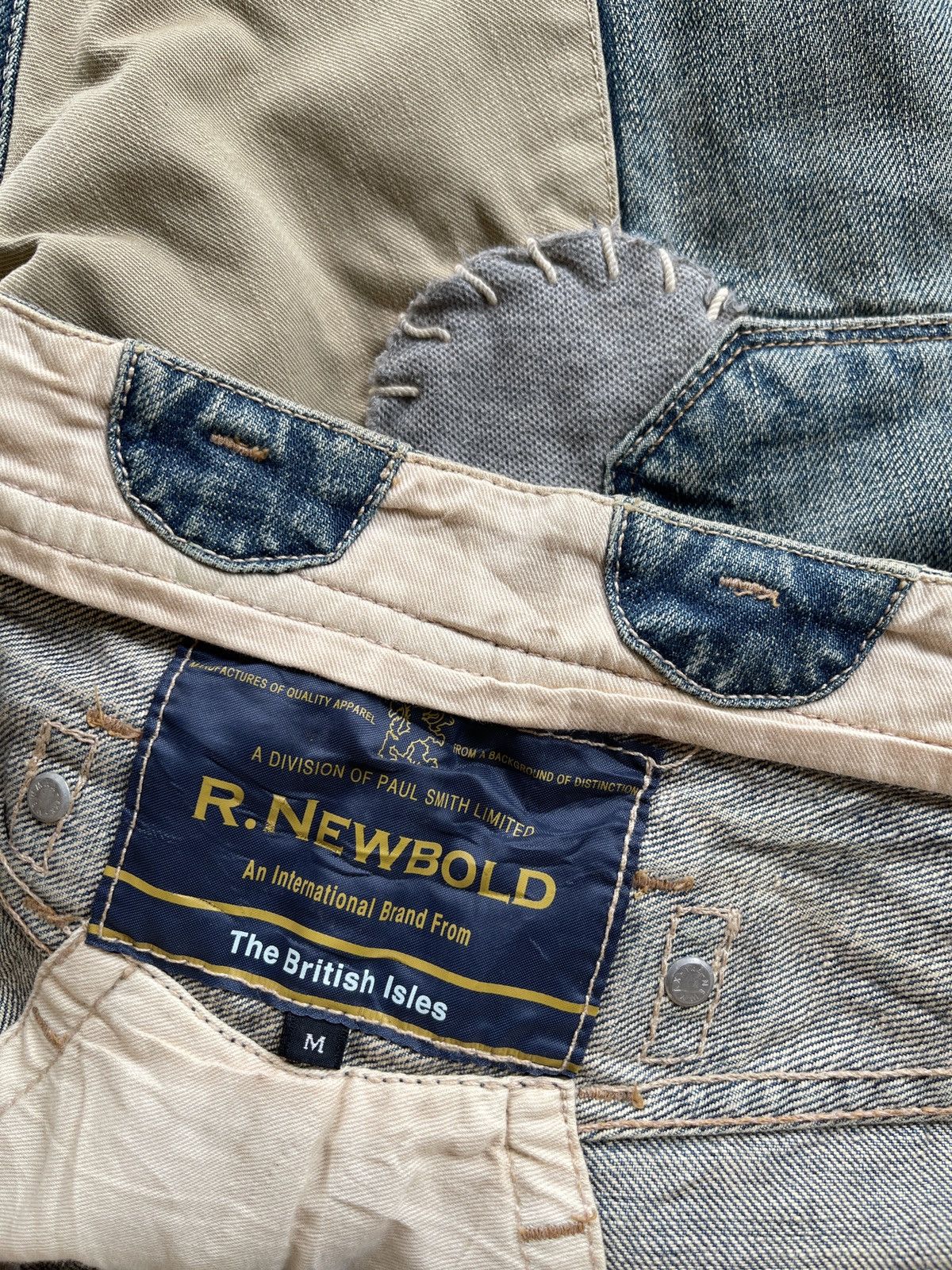 Vintage R.Newbold Old & New Selvedge Buckle Patchwork Limited Denim Size US 31 - 18 Thumbnail