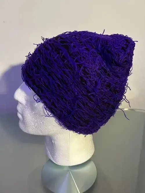 Other Distressed Knitted Beanie (purple) Size ONE SIZE - 4 Thumbnail