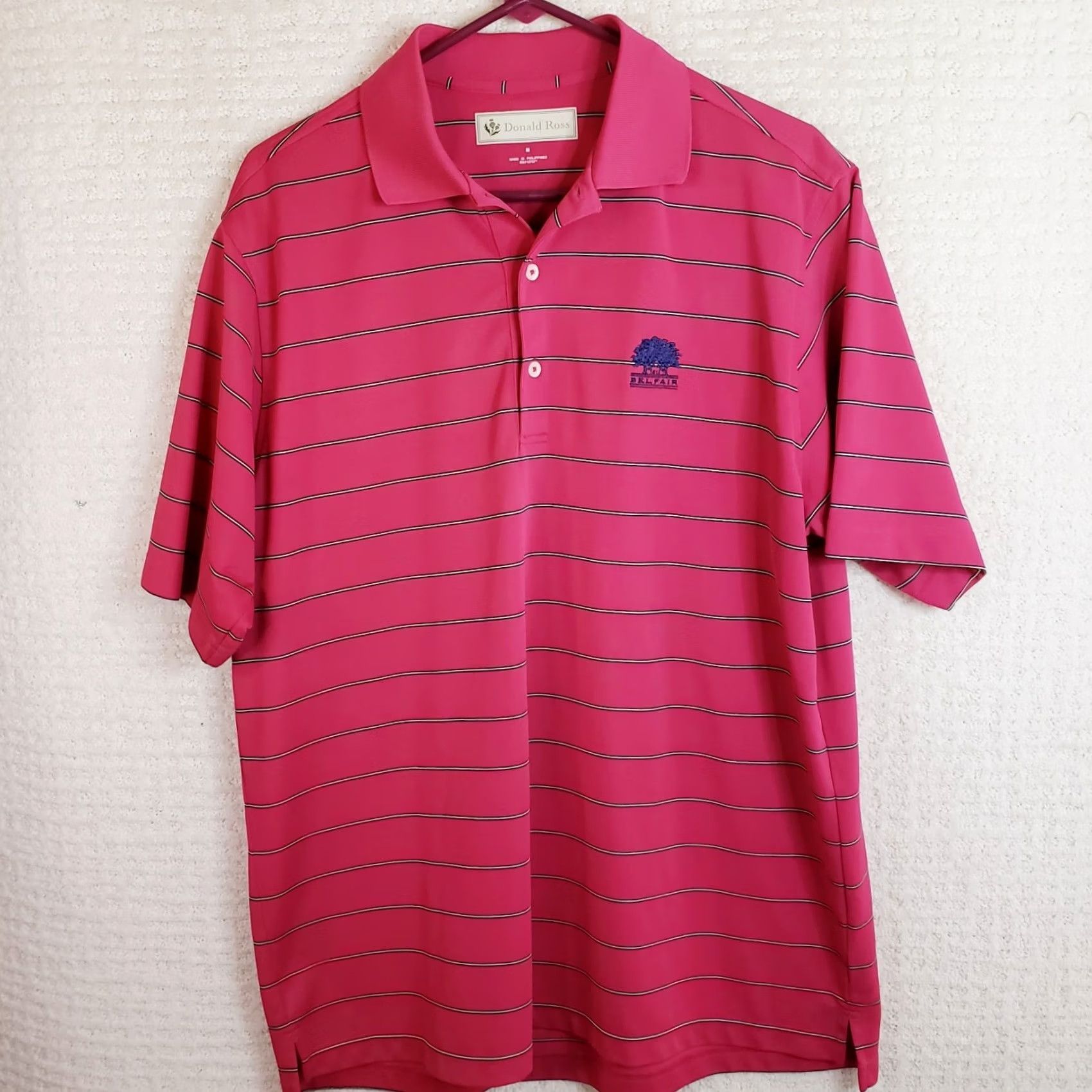 Vintage Donald Ross Polo Shirt M Pink Striped Golf Polo SS Men Size US M / EU 48-50 / 2 - 2 Thumbnail