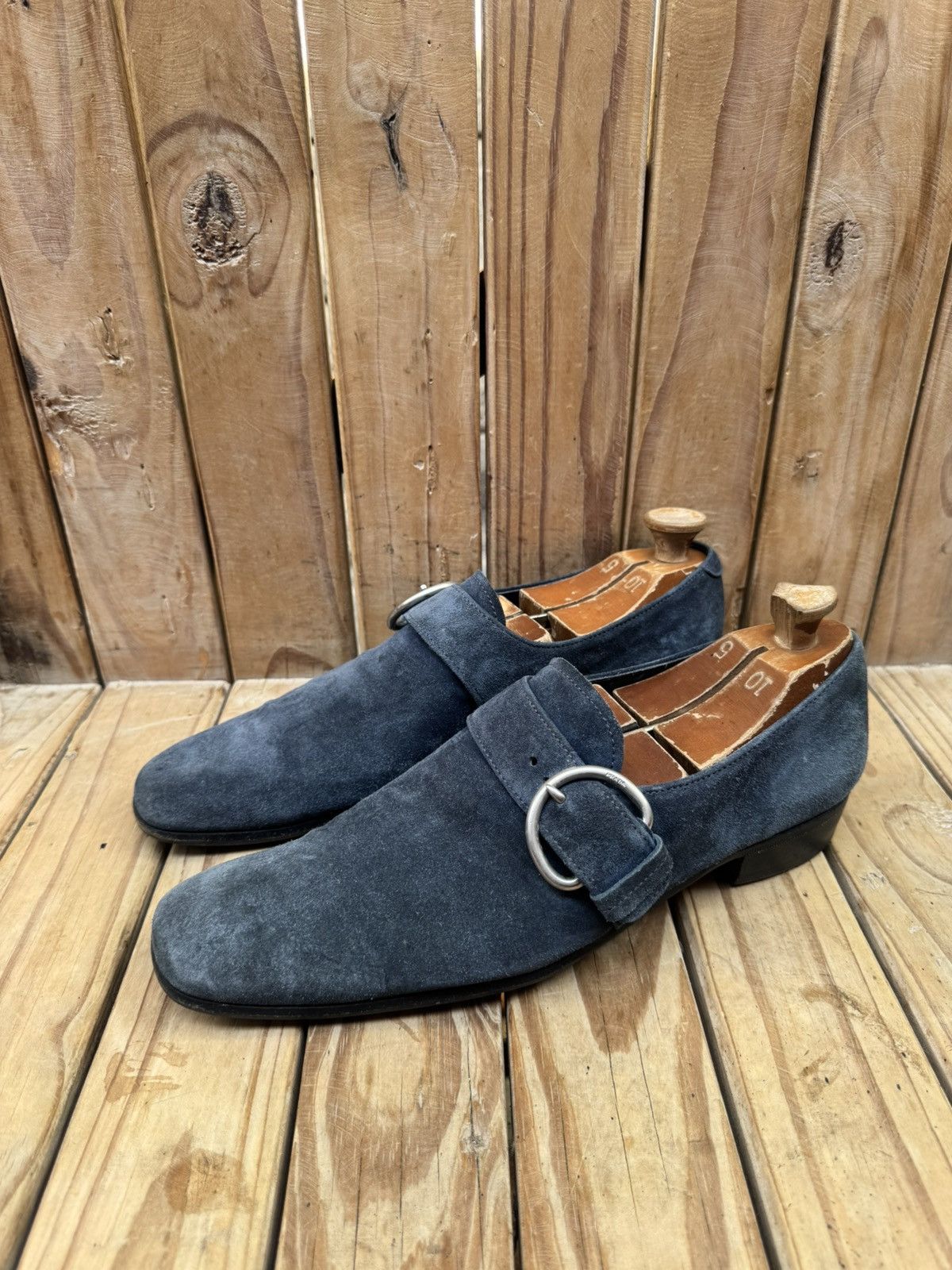 Prada Prada buckled blue suede Leather Men's Dress Shoes UK 9 Size US 10 / EU 43 - 1 Thumbnail