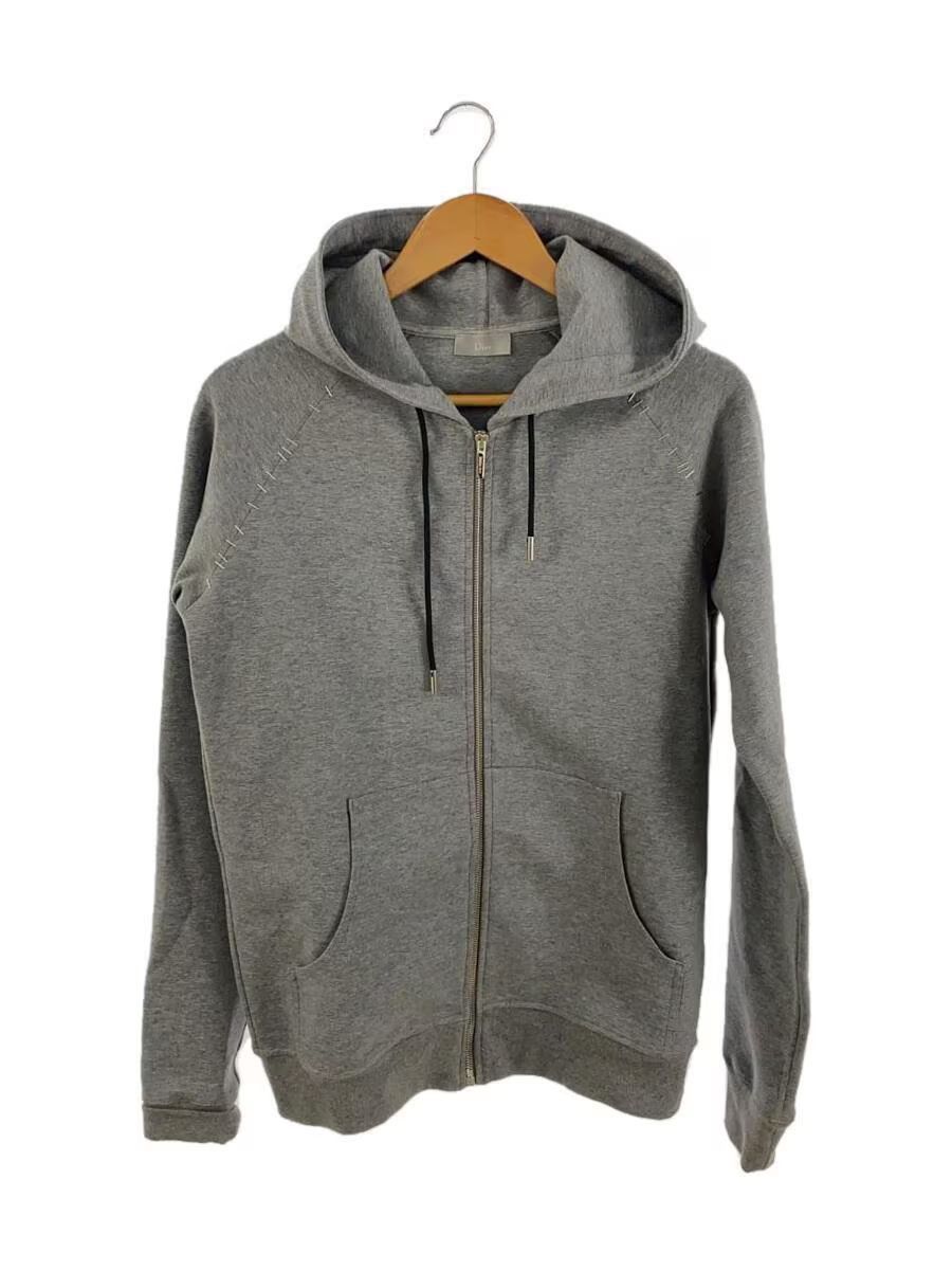 image of Dior Homme Raglan Seam Detail Zip Up Hoodie in Grey, Men's (Size XS)