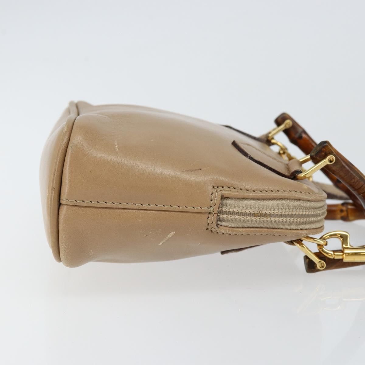 Gucci GUCCI Bamboo Handbag Leather Beige Gold 007 2865 007 2865 Size ONE SIZE - 4 Thumbnail