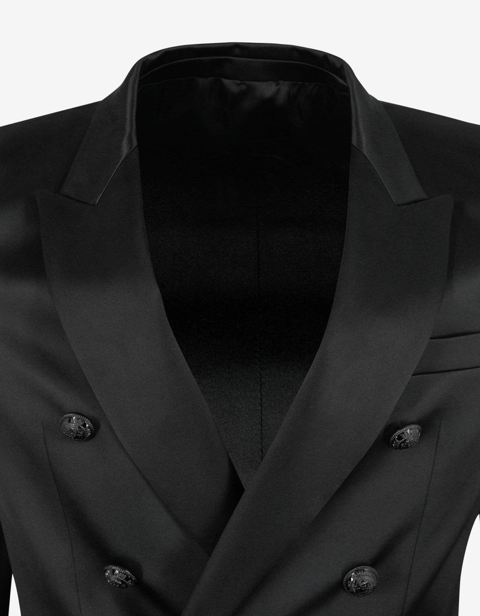 Balmain Balmain Black Double-Breasted Silk Blazer Size 54R - 3 Thumbnail