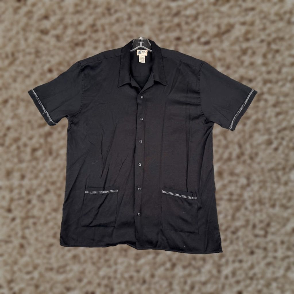 Cherokee VINTAGE Cherokee Waikiki Wear Shirt Men's Hawaiian Button-Up Adult Large Black Rayon Blend Size US L / EU 52-54 / 3 - 1 Thumbnail