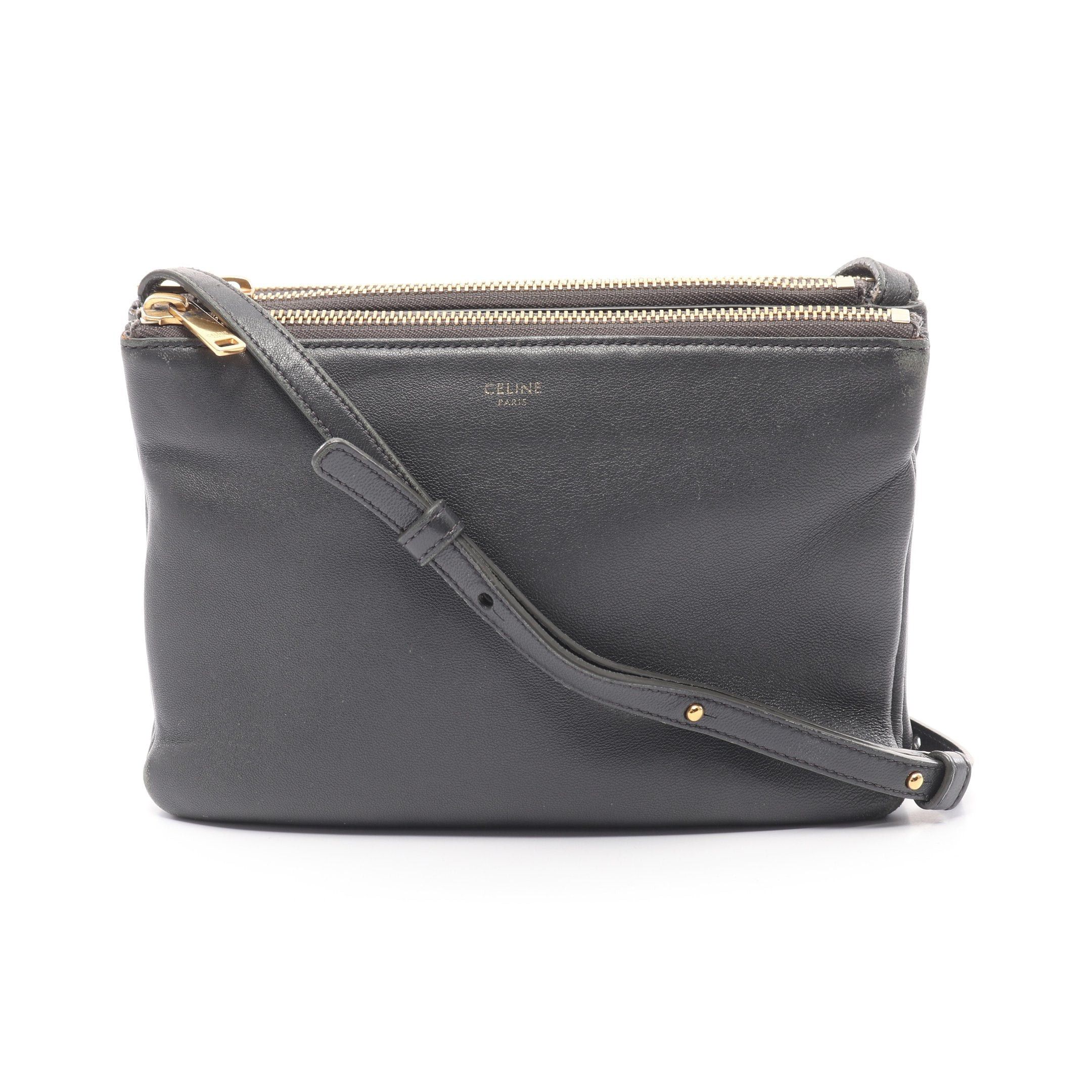 Celine Celine Trio Small Shoulder Bag Leather Dark Gray Size ONE SIZE - 1 Thumbnail
