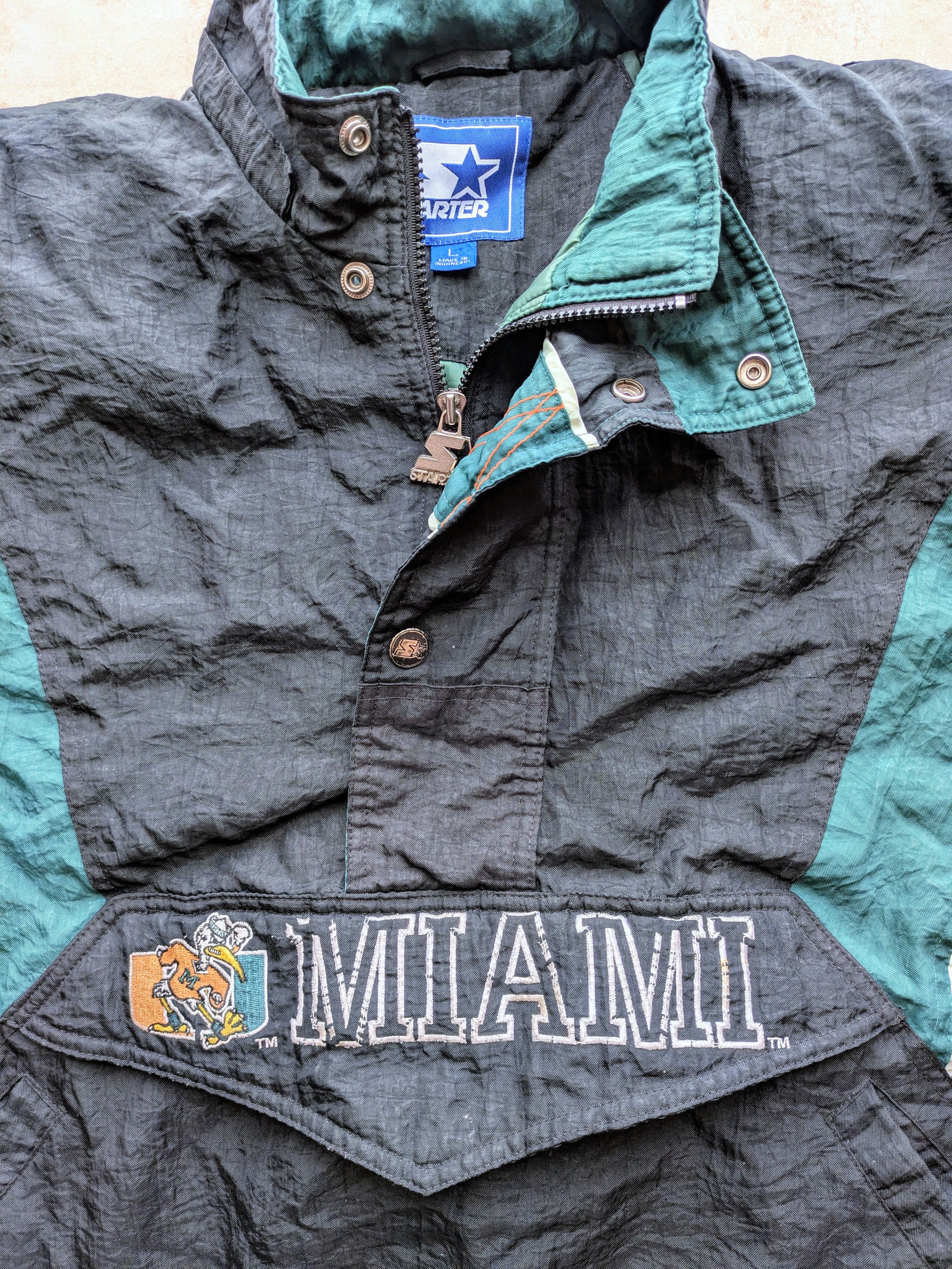 NCAA Miami Hurricanes 90s STARTER puffer 1/2 jacket blk NCAA vtg Size US L / EU 52-54 / 3 - 3 Thumbnail