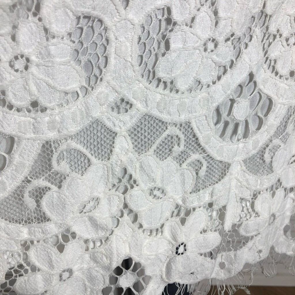 Vintage Y2K-Style Dress Fluttered Sleeves Sheer Lace Floral White M Size L / US 10 / IT 46 - 10 Thumbnail