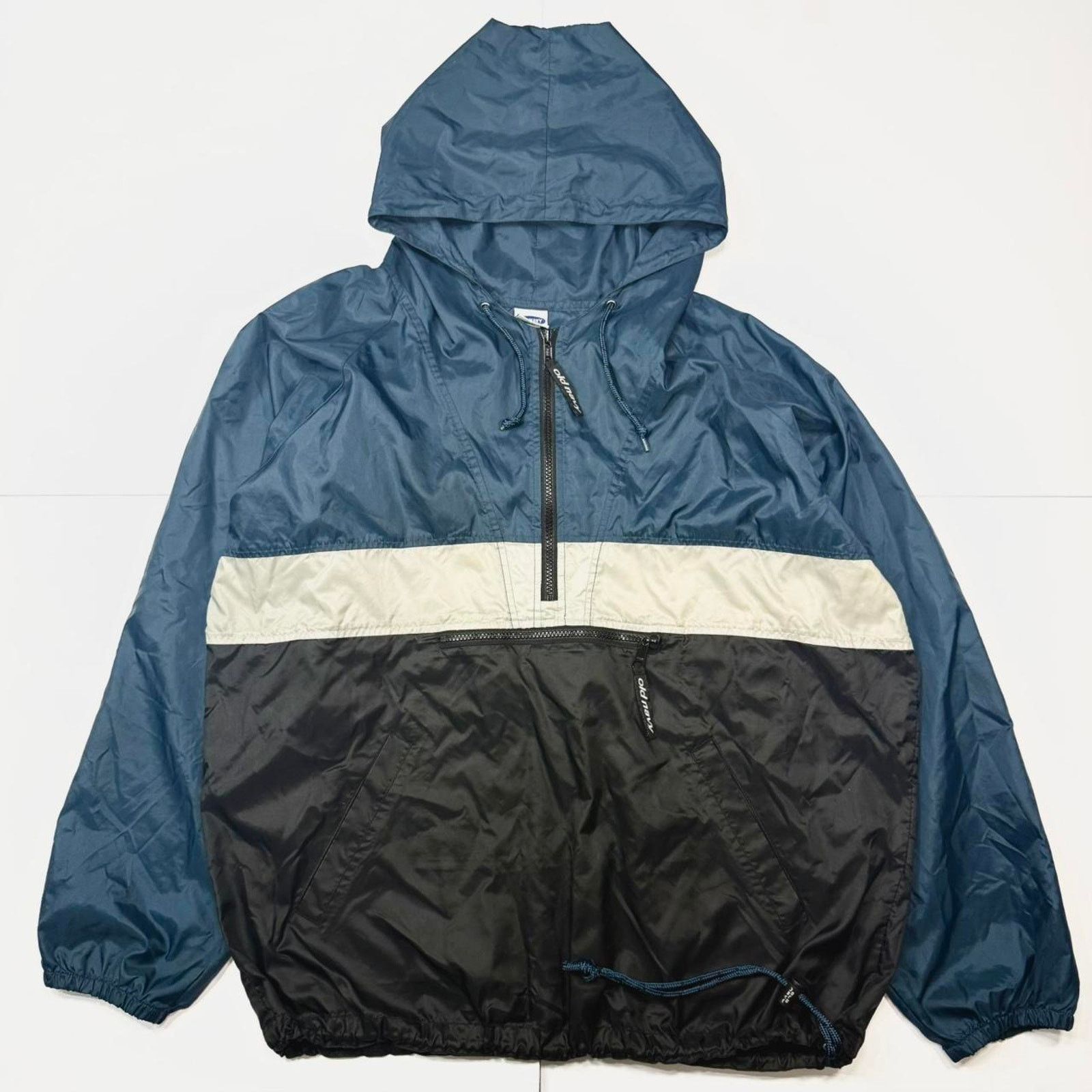 Old Navy Vintage 1999 Old Navy Blue and Cream Quarter Zip Windbreaker Size US S / EU 44-46 / 1 - 1 Thumbnail
