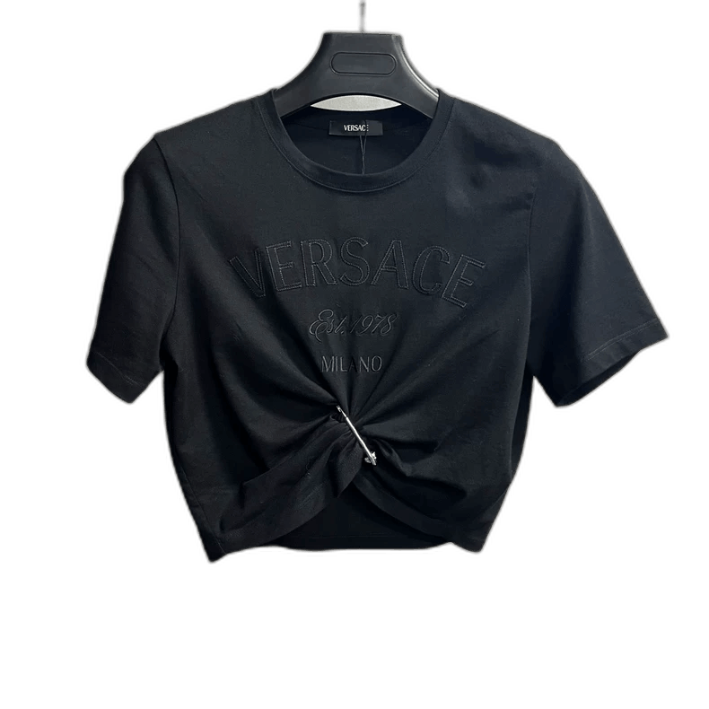 Versace Versace Black Short Sleeve T-Shirt with Logo Size US M / EU 48-50 / 2 - 1 Thumbnail