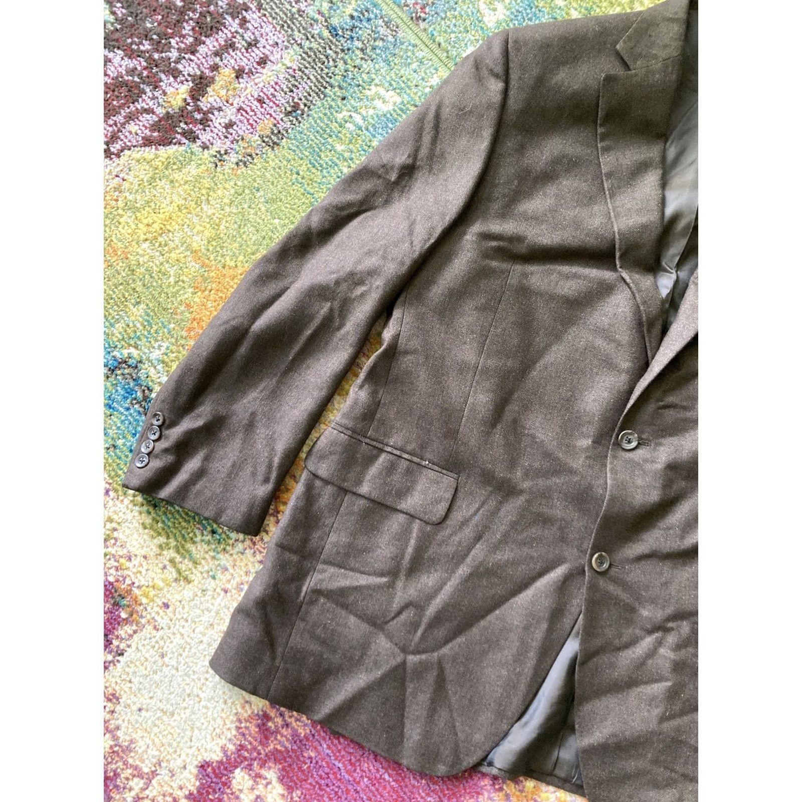 Jack Victor Jack Victor Jacket Mens 46 Brown Blazer Size 46L Long Wool Silk Button Sport Coat Size 46R - 2 Thumbnail