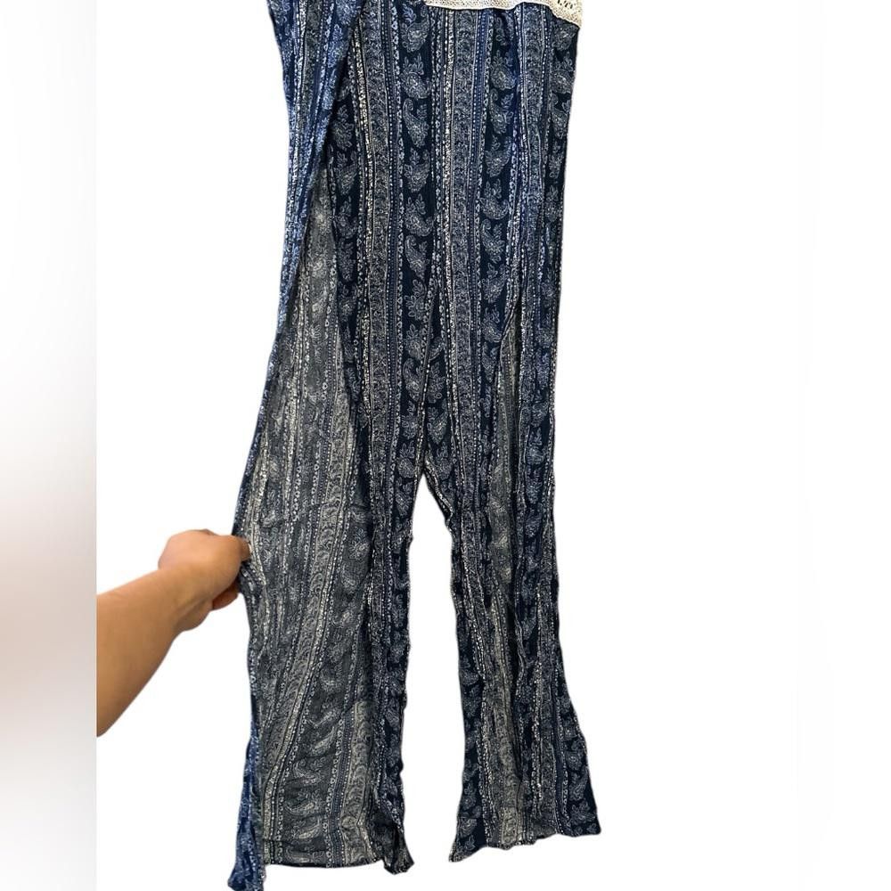Designer Blue and White Paisley Print Jumpsuit Size 36" / US 14 / IT 50 - 4 Thumbnail