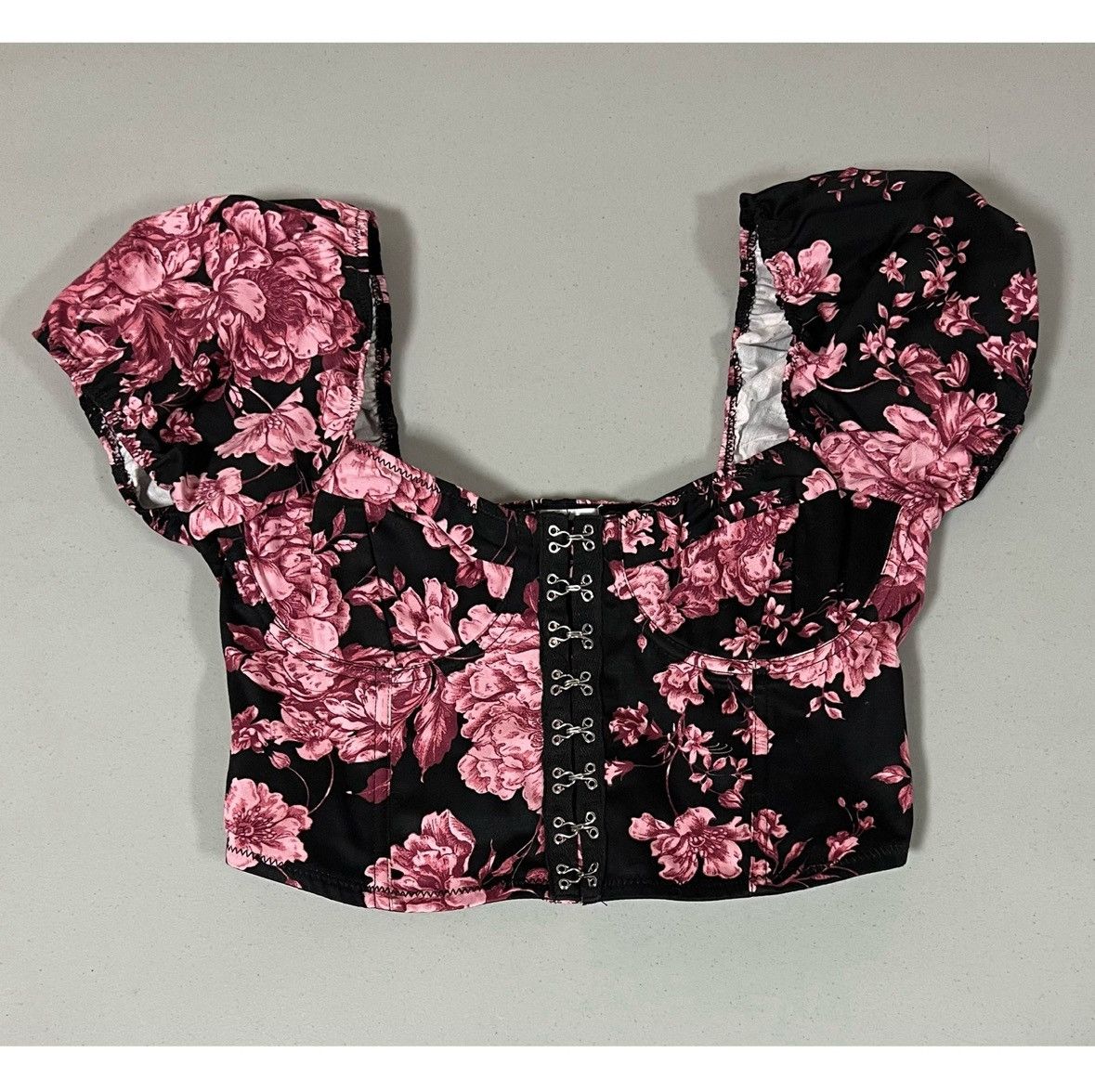 Tillys West of Melrose Black Floral Corset Top Shirt Blouse XS 🌸✨ Size XS / US 0-2 / IT 36-38 - 1 Thumbnail
