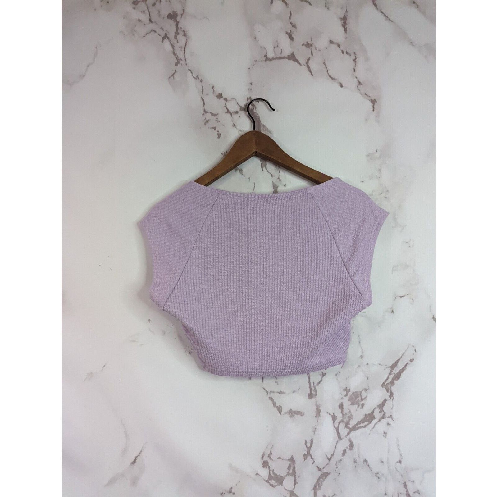 Zara Zara Crop Top Women Large Purple Ribbed Sweetheart Size L / US 10 / IT 46 - 5 Thumbnail