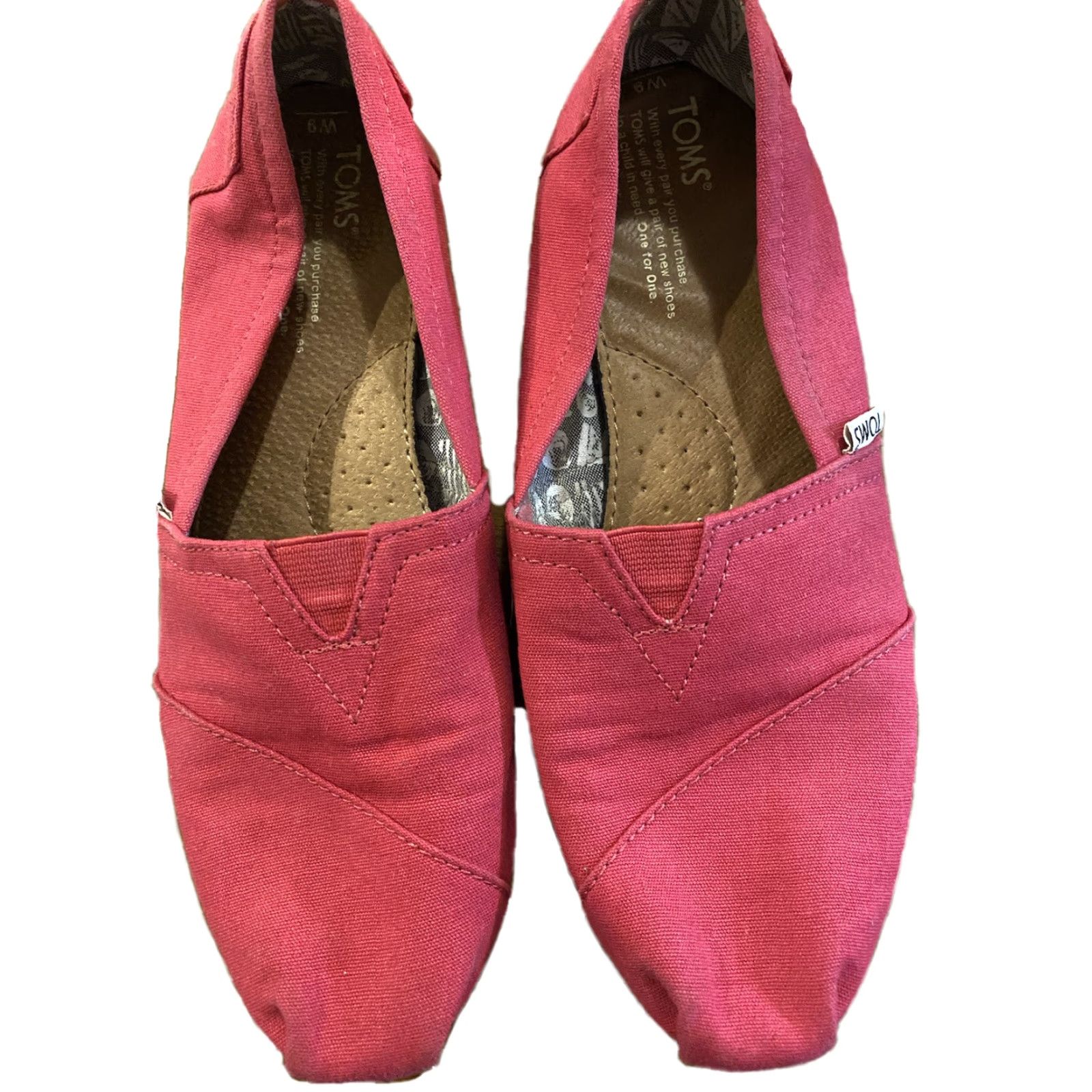 Toms 9 Womens Toms Classic Flat Pink Canvas Slip On Size US 9 / IT 39 - 2 Thumbnail