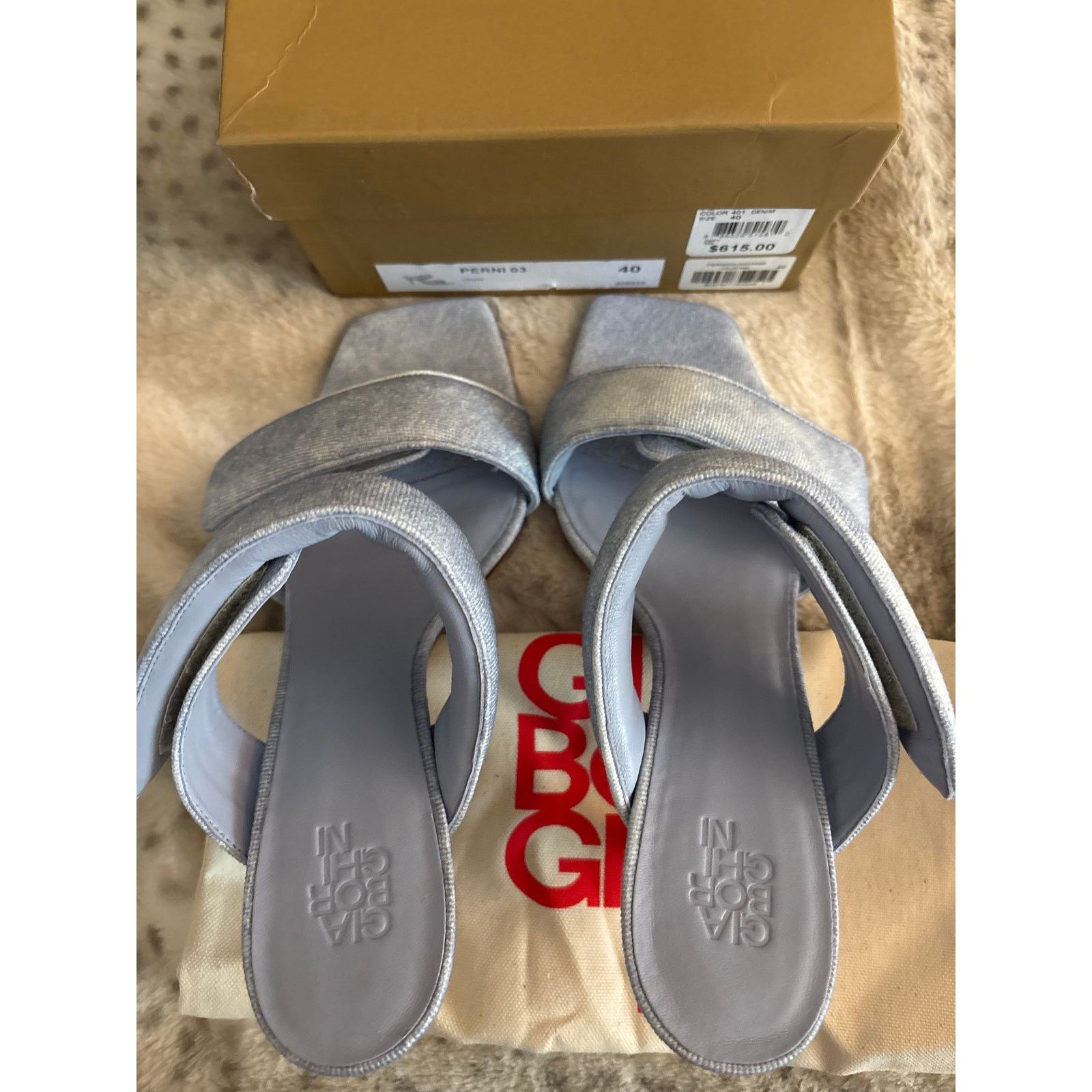Nib Gia Borghini X Pernille Teisbaek Perni 03 Denim Sandals in Blue, Women's (Size 9.5) — image 6 of 6