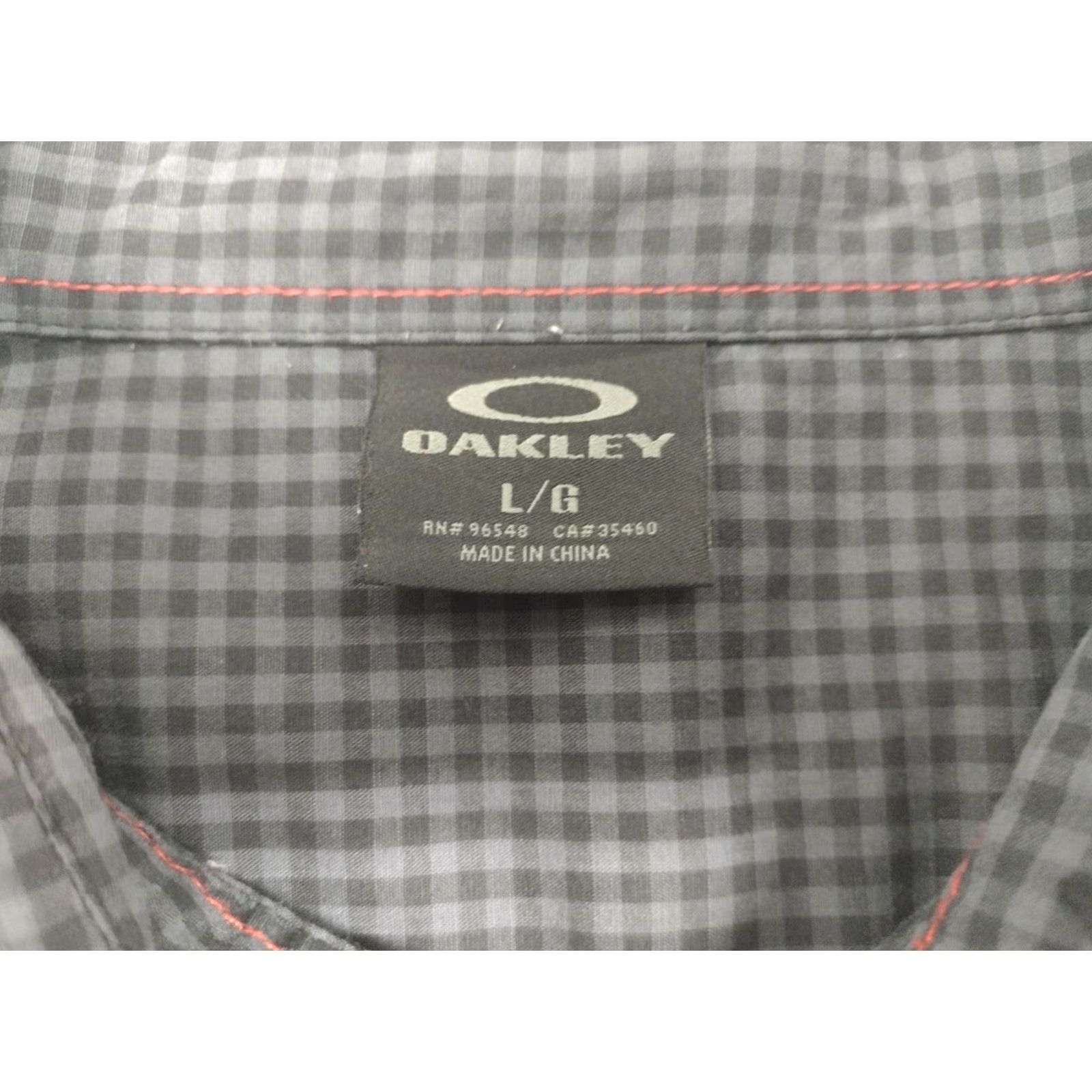 Oakley Oakley Men's Button-Up Shirt L Black/Grey Plaid Logo #1368 Size US L / EU 52-54 / 3 - 3 Thumbnail