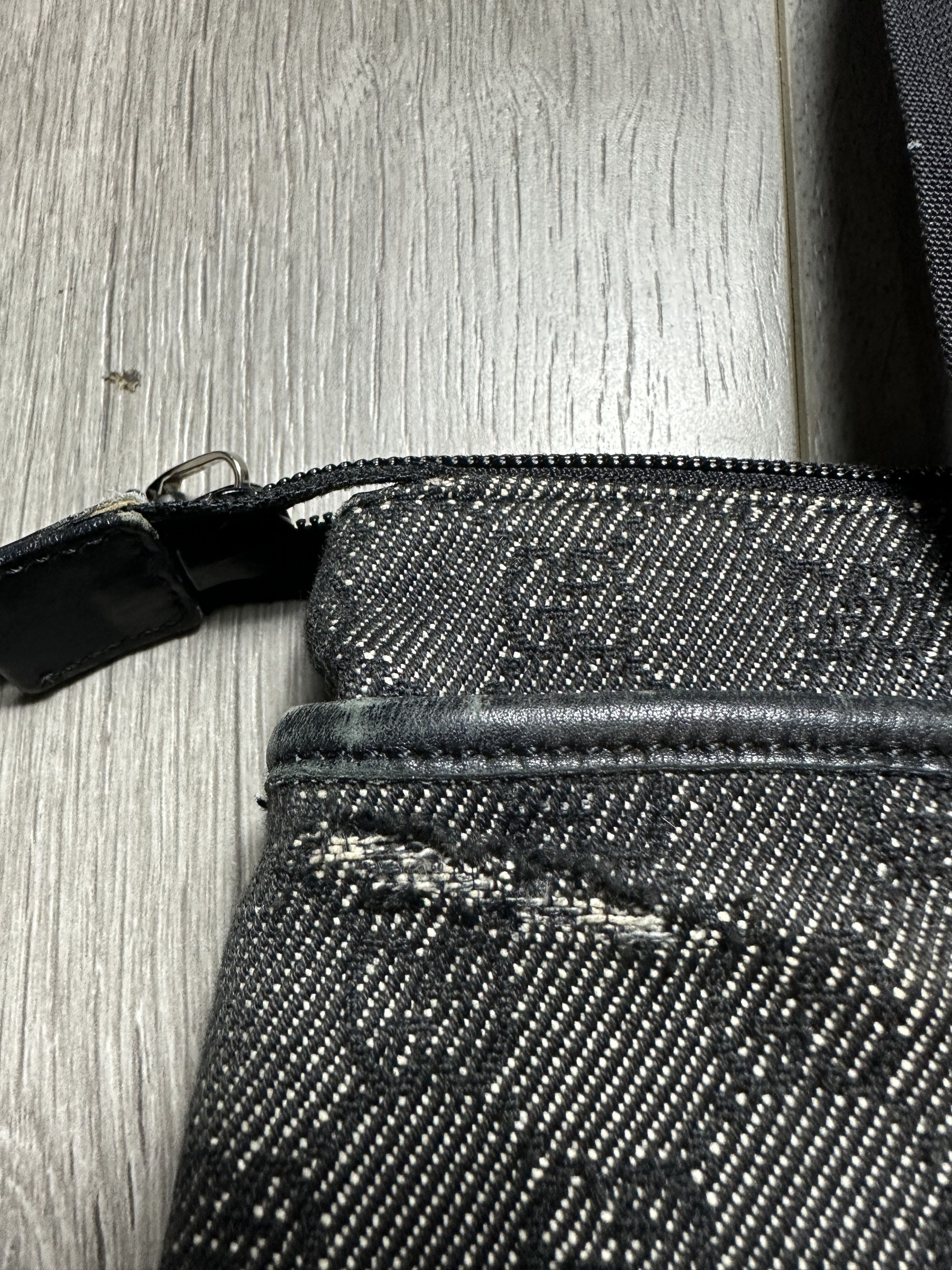 GUCCI GG Denim Canvas Tote Bag Black Leather Switch 28892