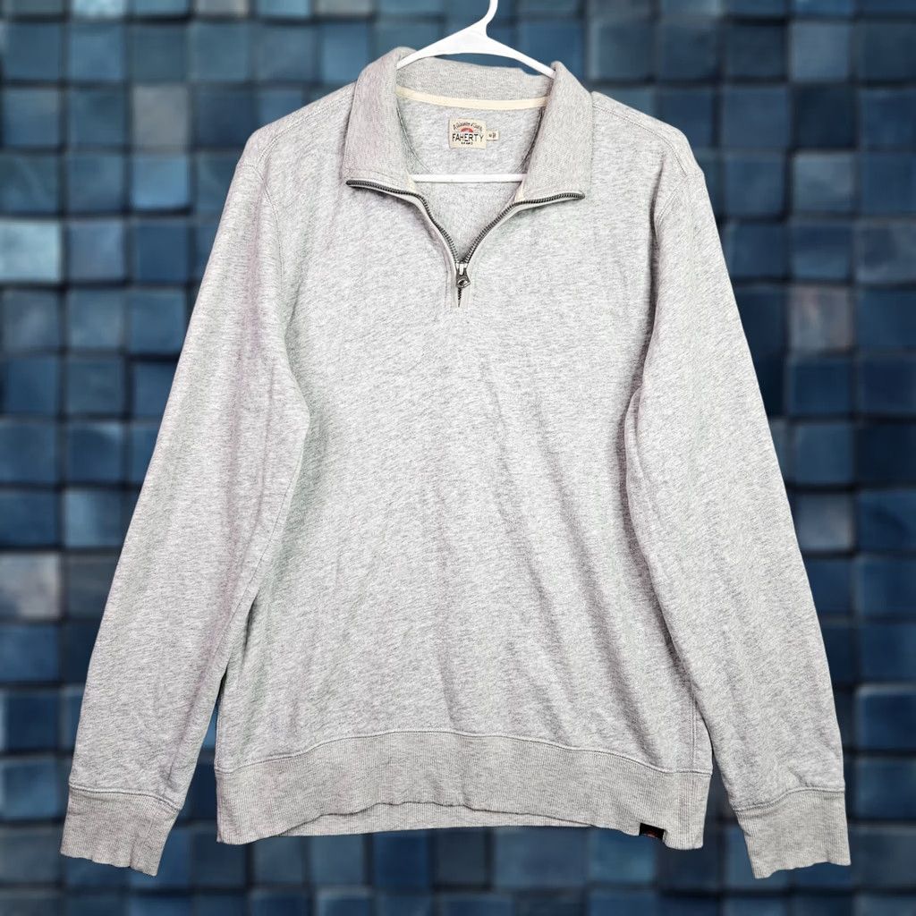 Faherty Faherty Men Long Sleeve Quarter Zipper Polo Pullover Sweatshirt M Gray Cotton Blend Zip Shirt Mens Size US M / EU 48-50 / 2 - 1 Thumbnail