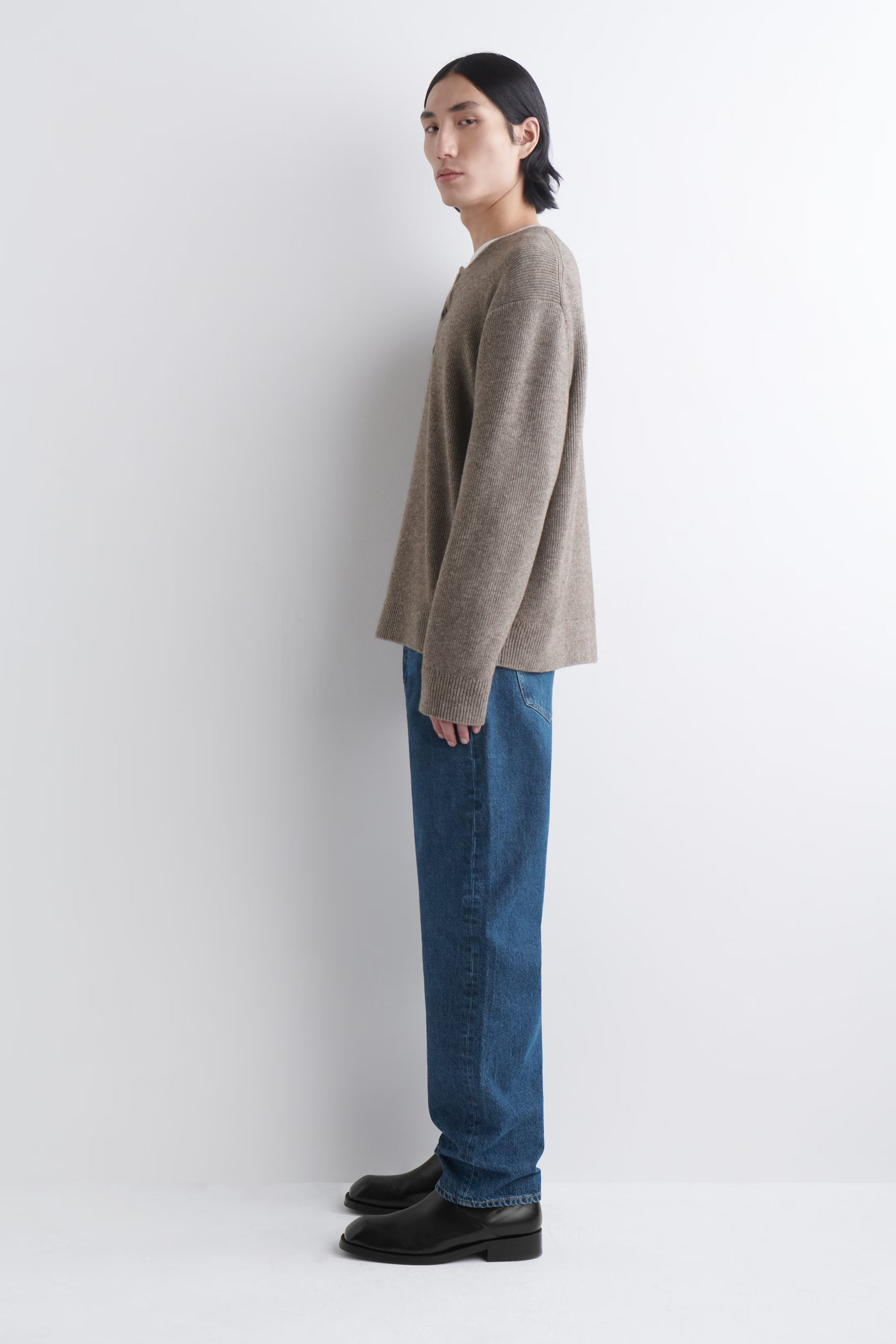 Cos KNITTED MERINO-YAK HENLEY TOP Size US L / EU 52-54 / 3 - 5 Thumbnail