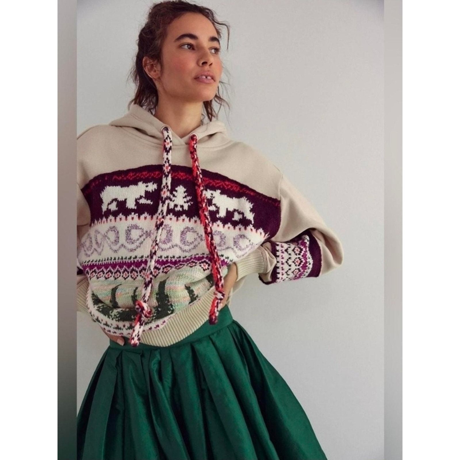 Free People NWOT Free People Lutz Fair Isle Hoodie Oversized M Size M / US 6-8 / IT 42-44 - 4 Thumbnail