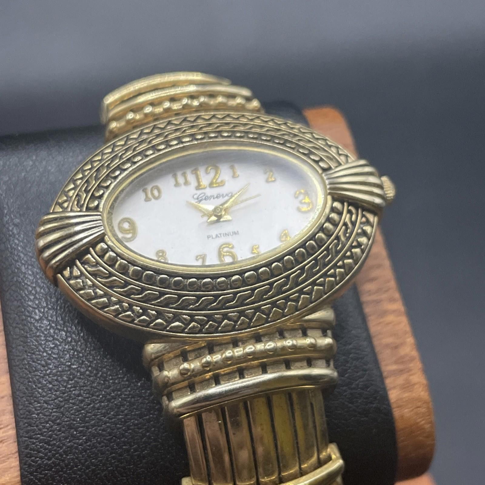 Geneva Vtg Geneva Platinum Cuff Bracelet Watch New Battery Size ONE SIZE - 1 Thumbnail