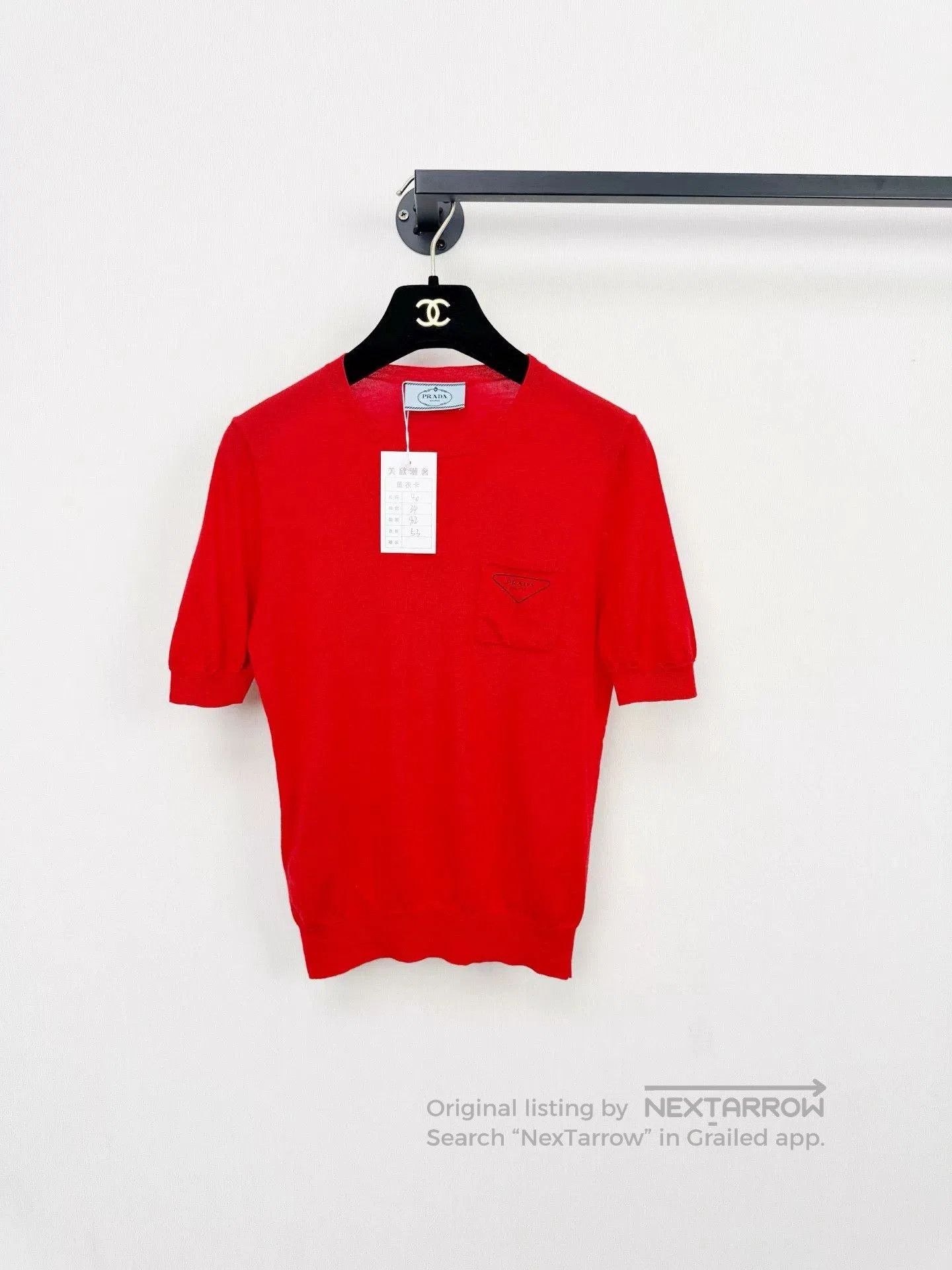 Prada Prada Red Triangle Logo Knit Short Sleeve. Size US M / EU 48-50 / 2 - 1 Thumbnail