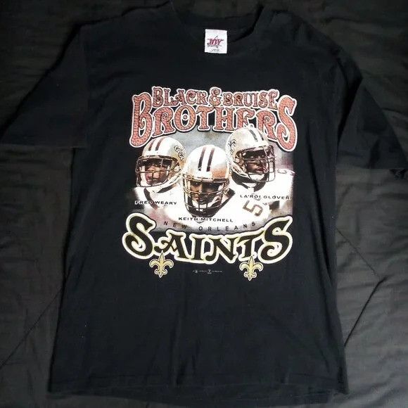 NFL Vintage Black & Bruise Brothers New Orleans Saints T-Shirt Size US L / EU 52-54 / 3 - 2 Thumbnail