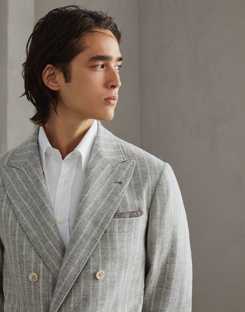 Brunello Cucinelli o1w1db10226 Cashmere Suit Type Jacket in Open Grey Size US S / EU 44-46 / 1 - 5 Thumbnail