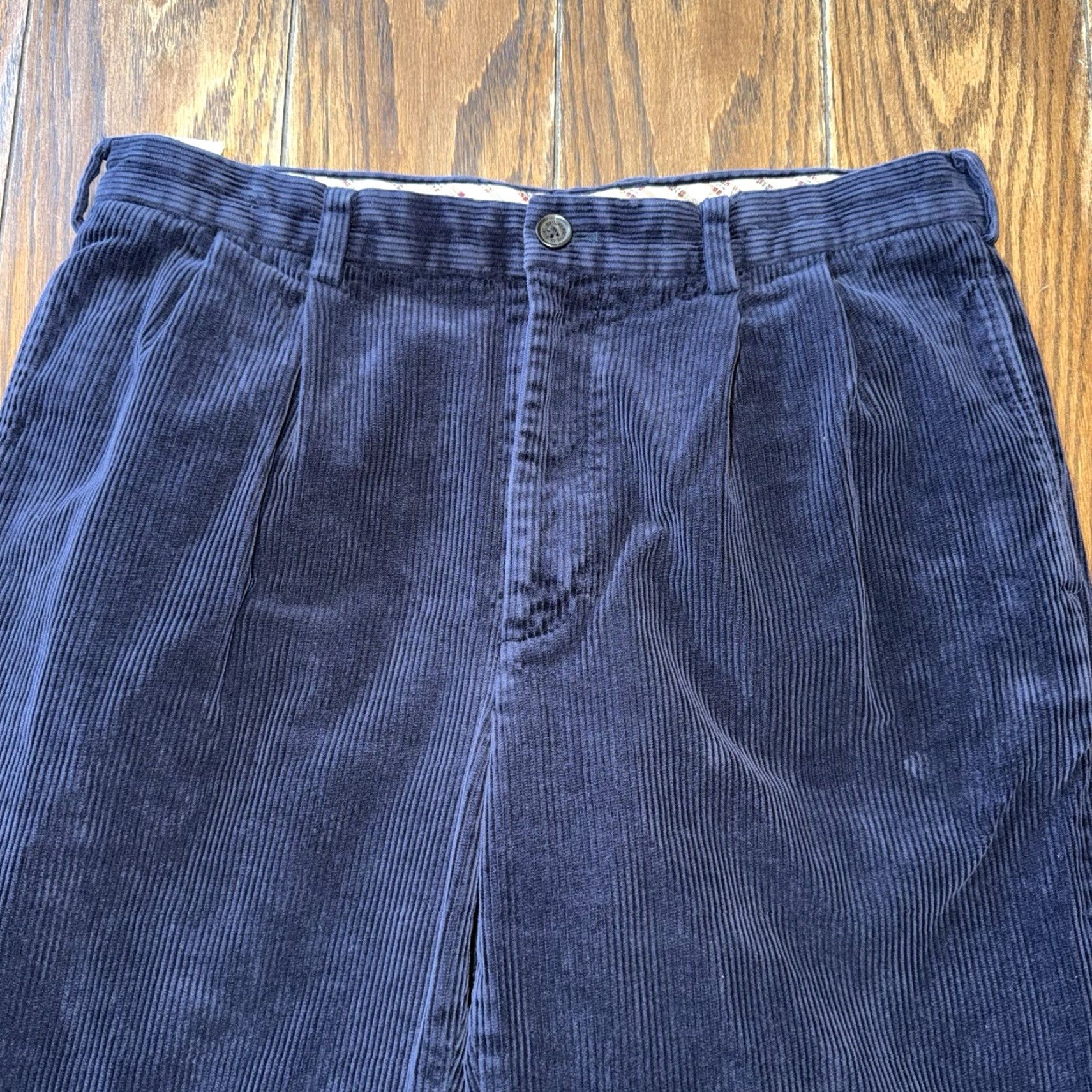 Brooks Brothers Brooks Brothers Thompson Navy Blue Corduroy Pleated Pants 36x32 Cotton Size US 36 / EU 52 - 3 Thumbnail