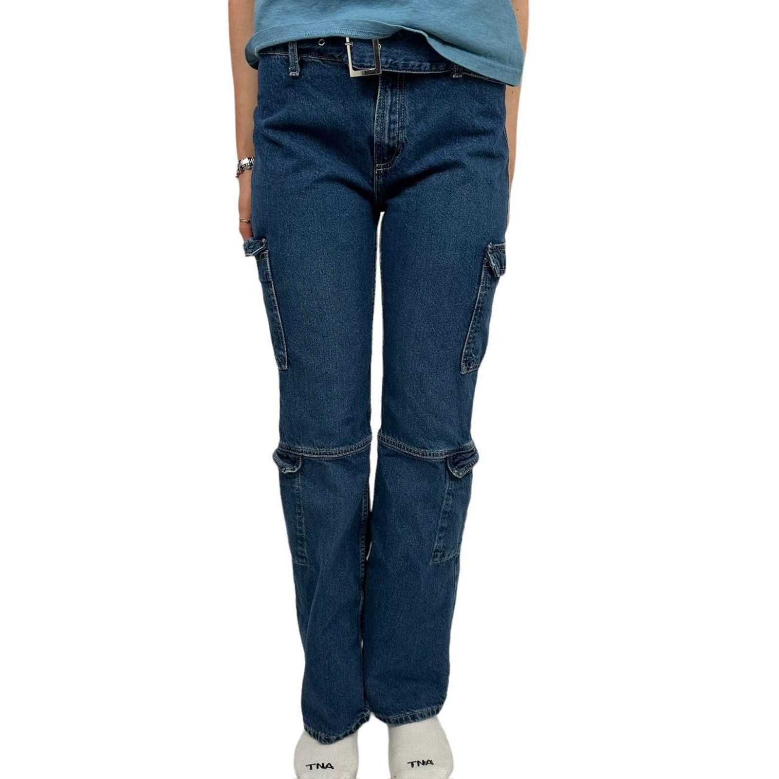 Zara Womens double cargo denim jeans Size 28" / US 6 / IT 42 - 5 Thumbnail
